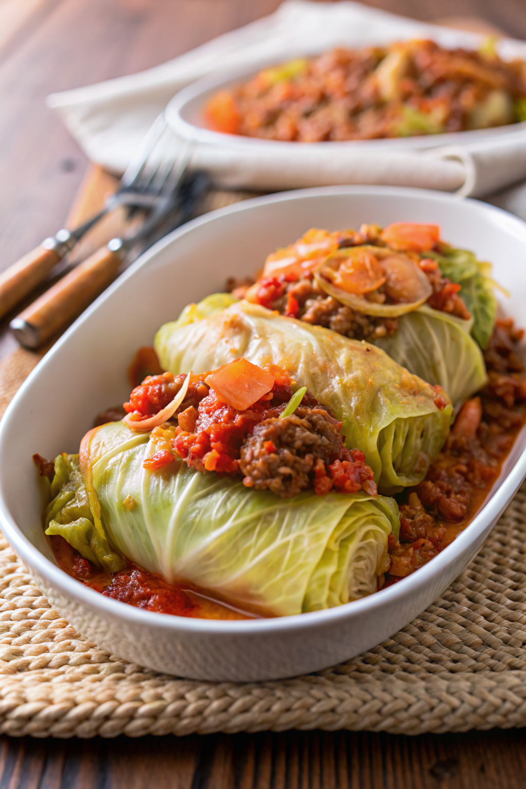 Cabbage Roll Casserole slice on plate showing perfect texture and swirl pattern