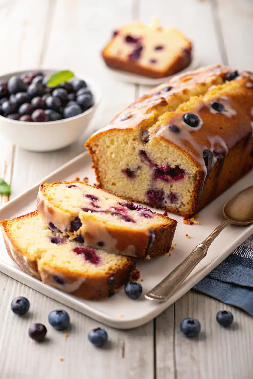 Blueberry Bread Loaf ingredients organized and measured on kitchen counter