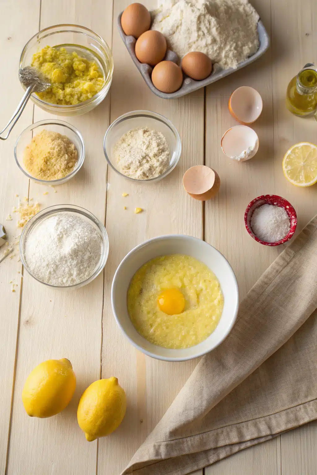 Lemon Olive Oil Cake beautifully presented from an overhead angle