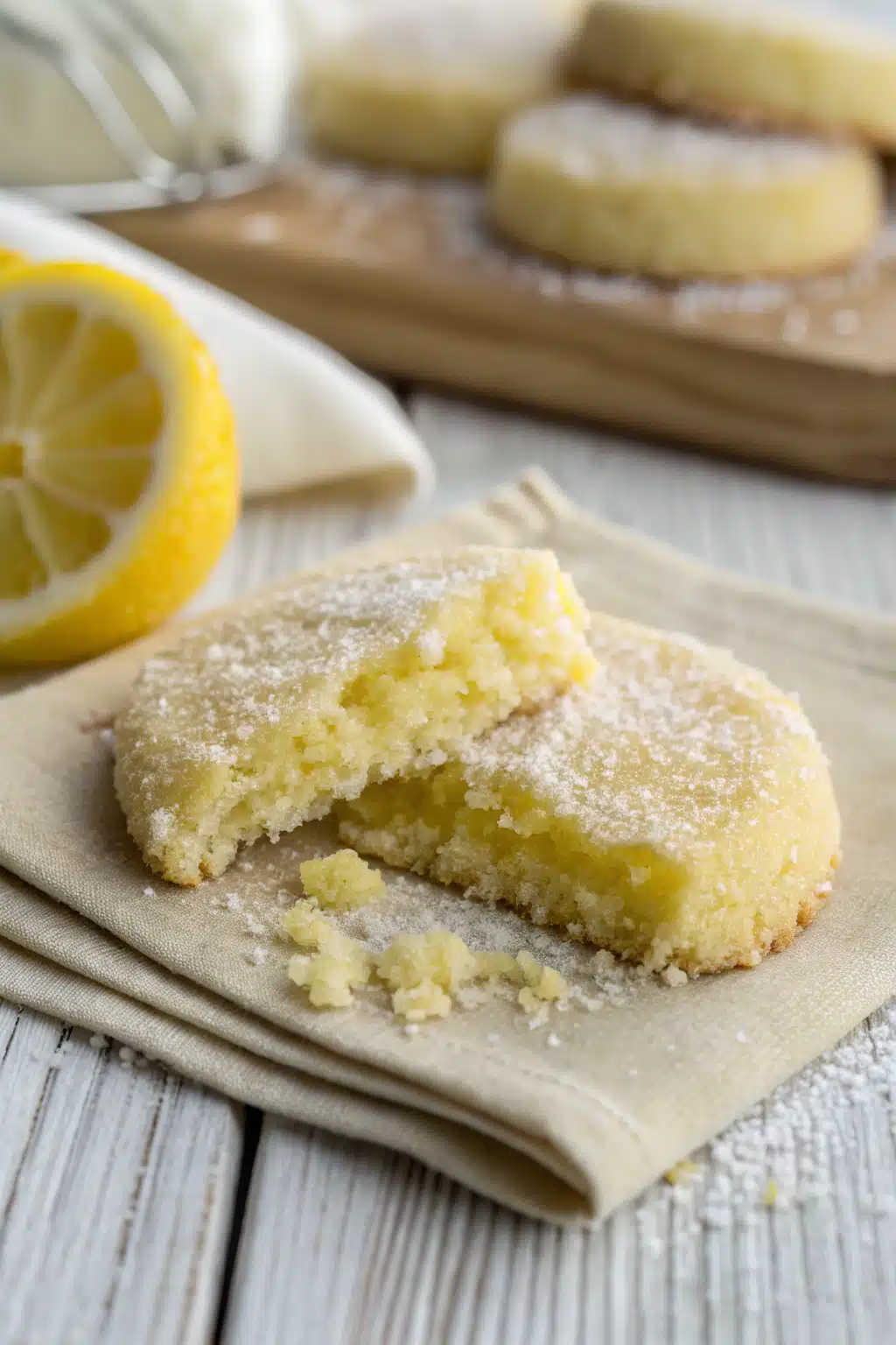 Lemon Sugar Cookies slice on plate showing perfect texture and swirl pattern