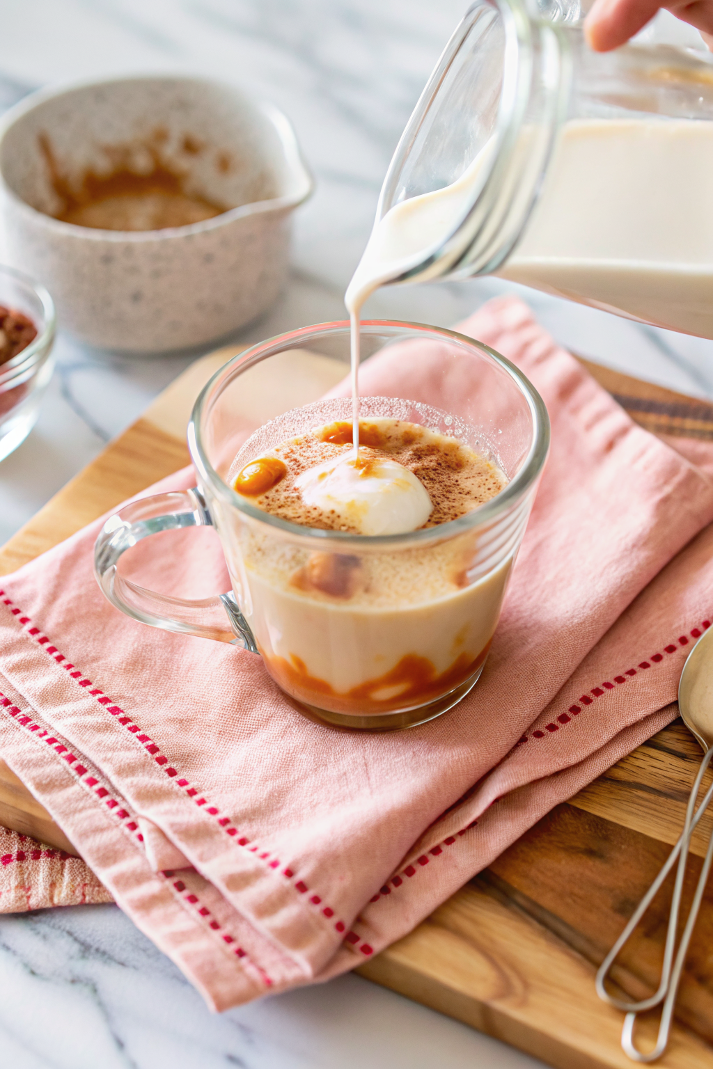 London Fog Latte ingredients organized and measured on kitchen counter