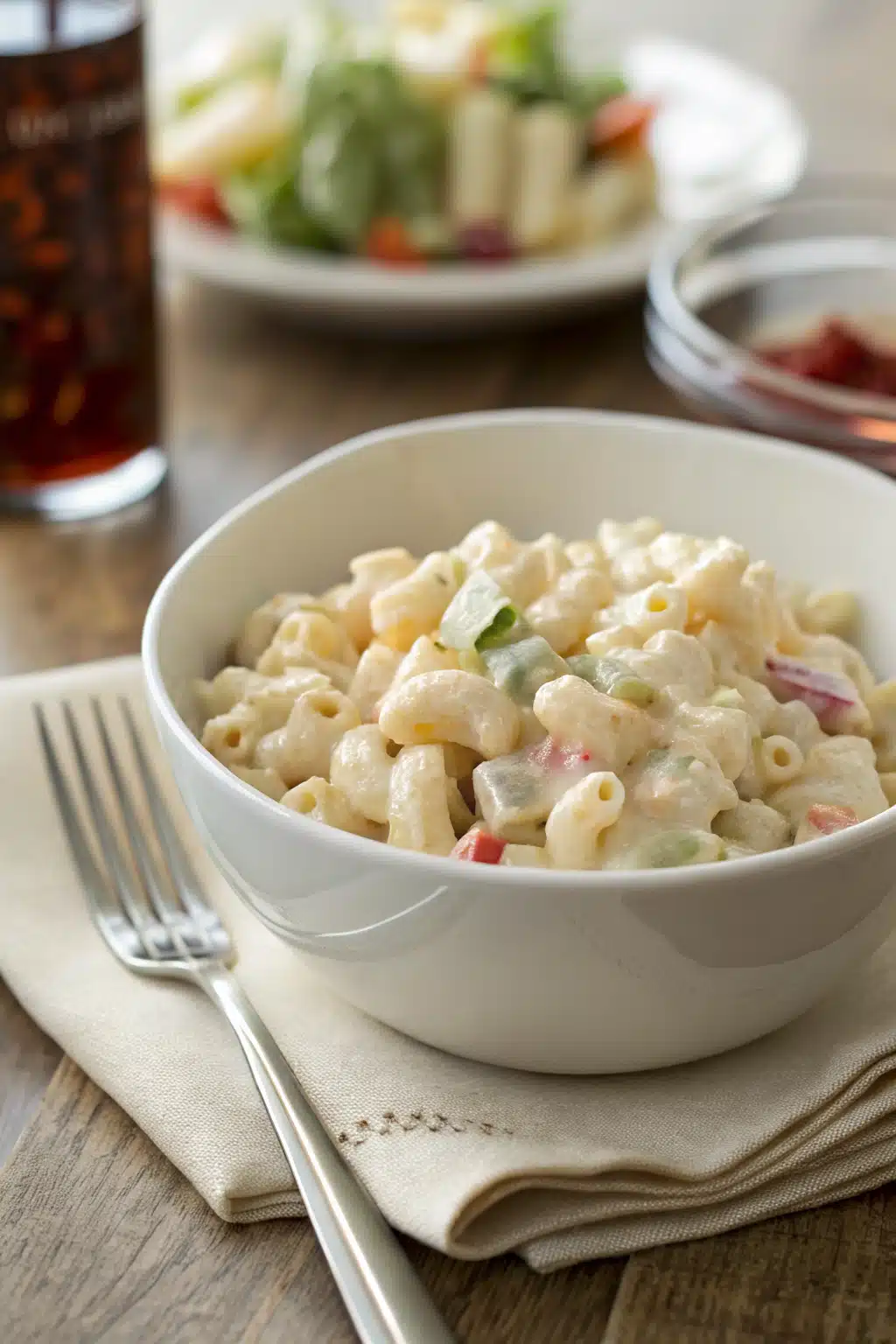 Macaroni Salad Tips ingredients organized and measured on kitchen counter