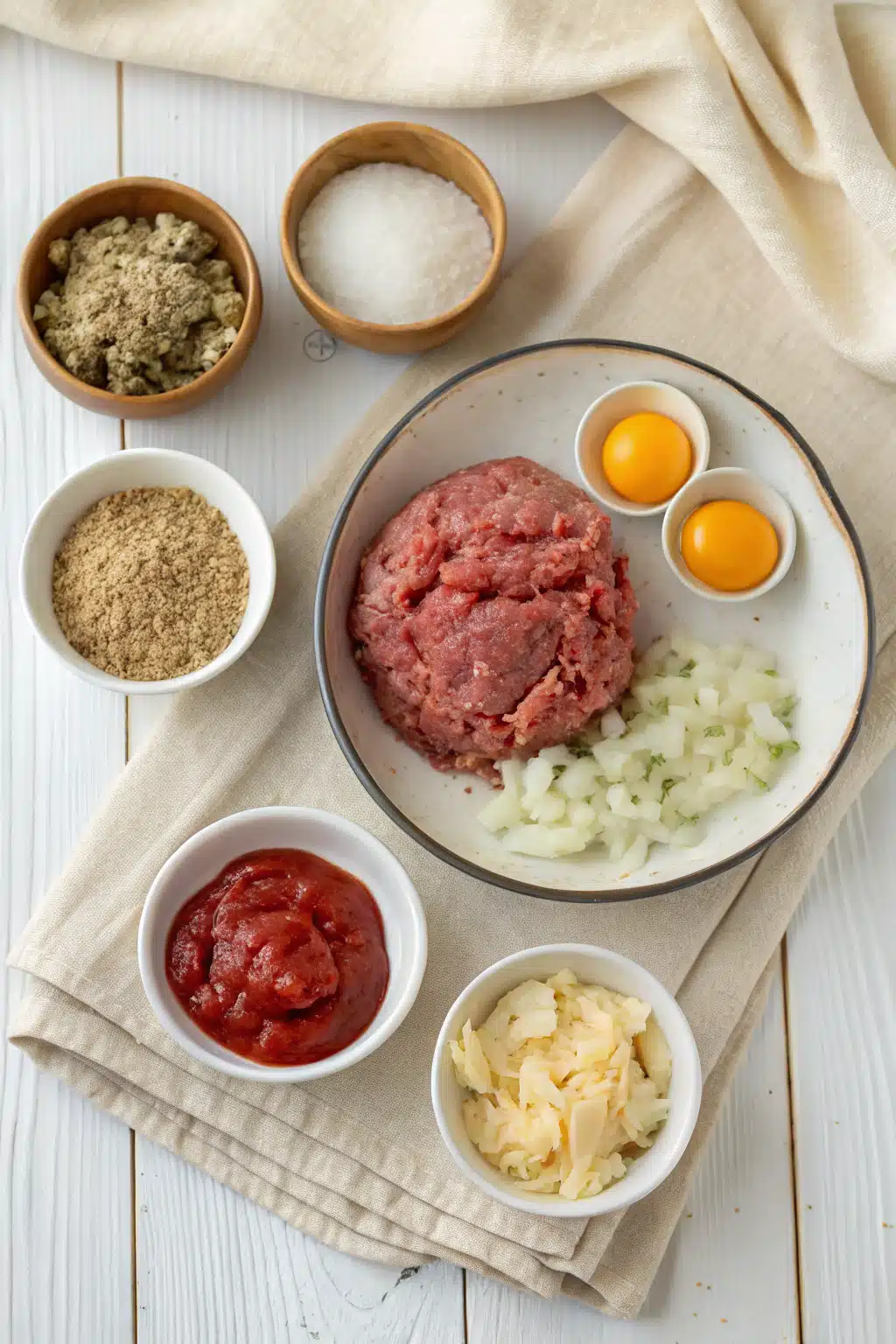 Meatloaf beautifully presented from an overhead angle
