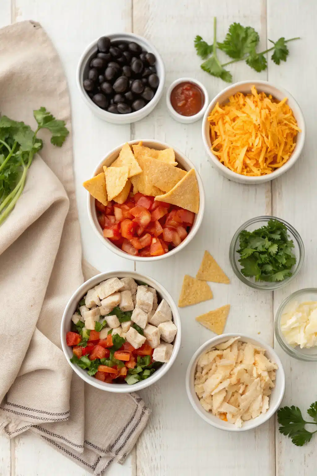 Mexican Chicken Casserole beautifully presented from an overhead angle