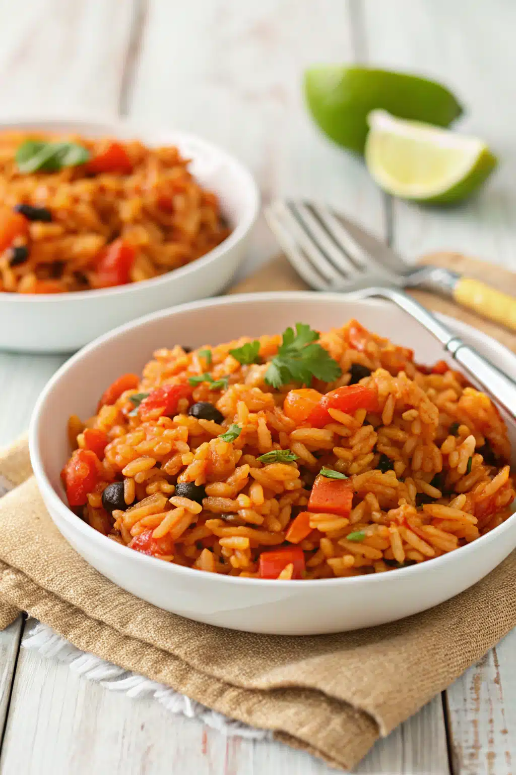 Mexican Fried Rice ingredients organized and measured on kitchen counter