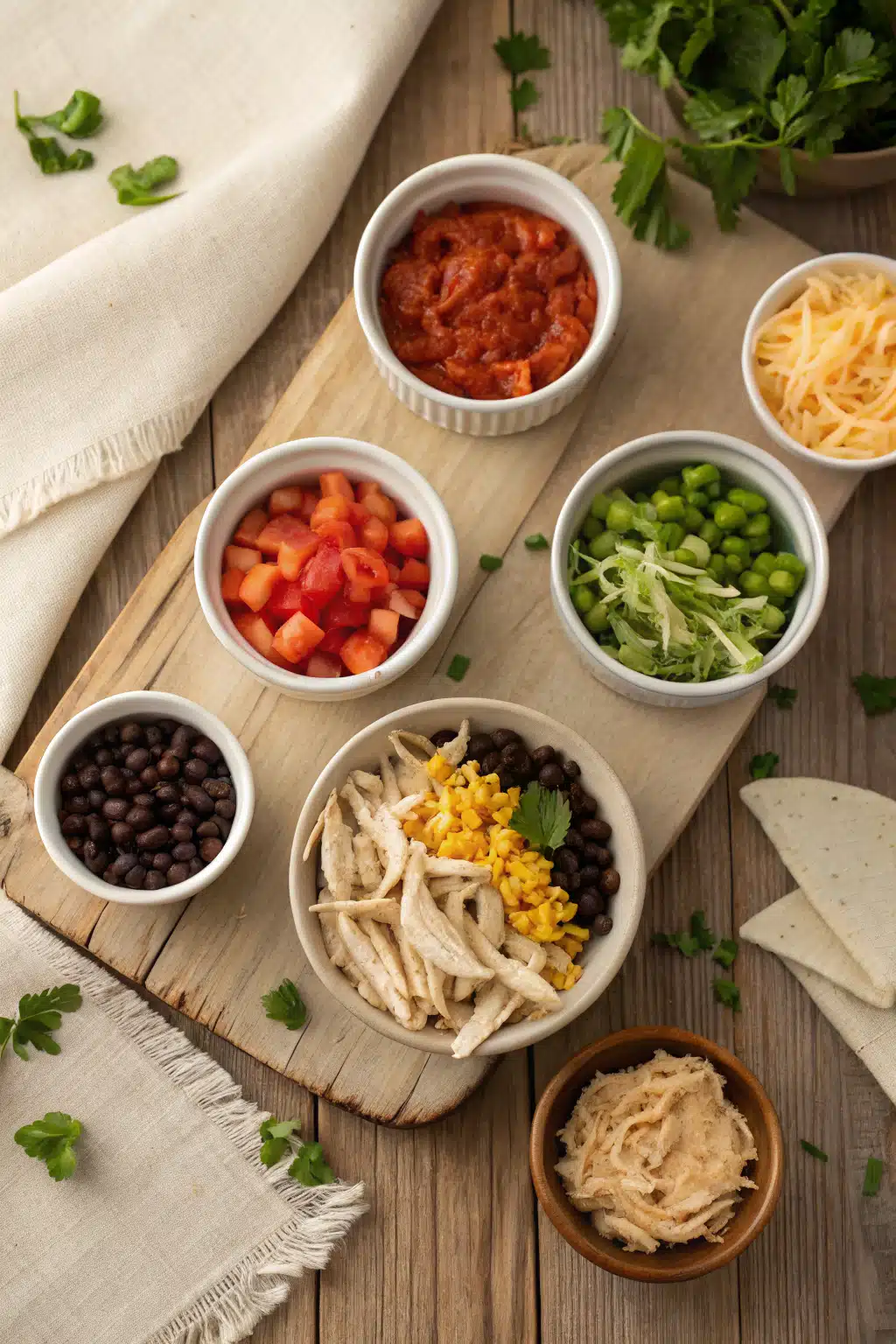 Mexican Lasagna beautifully presented from an overhead angle