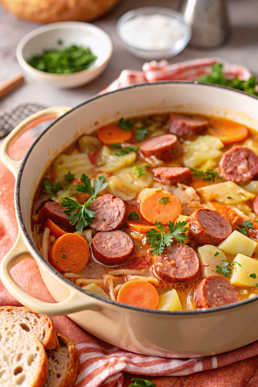 Dublin Coddle slice on plate showing perfect texture and swirl pattern