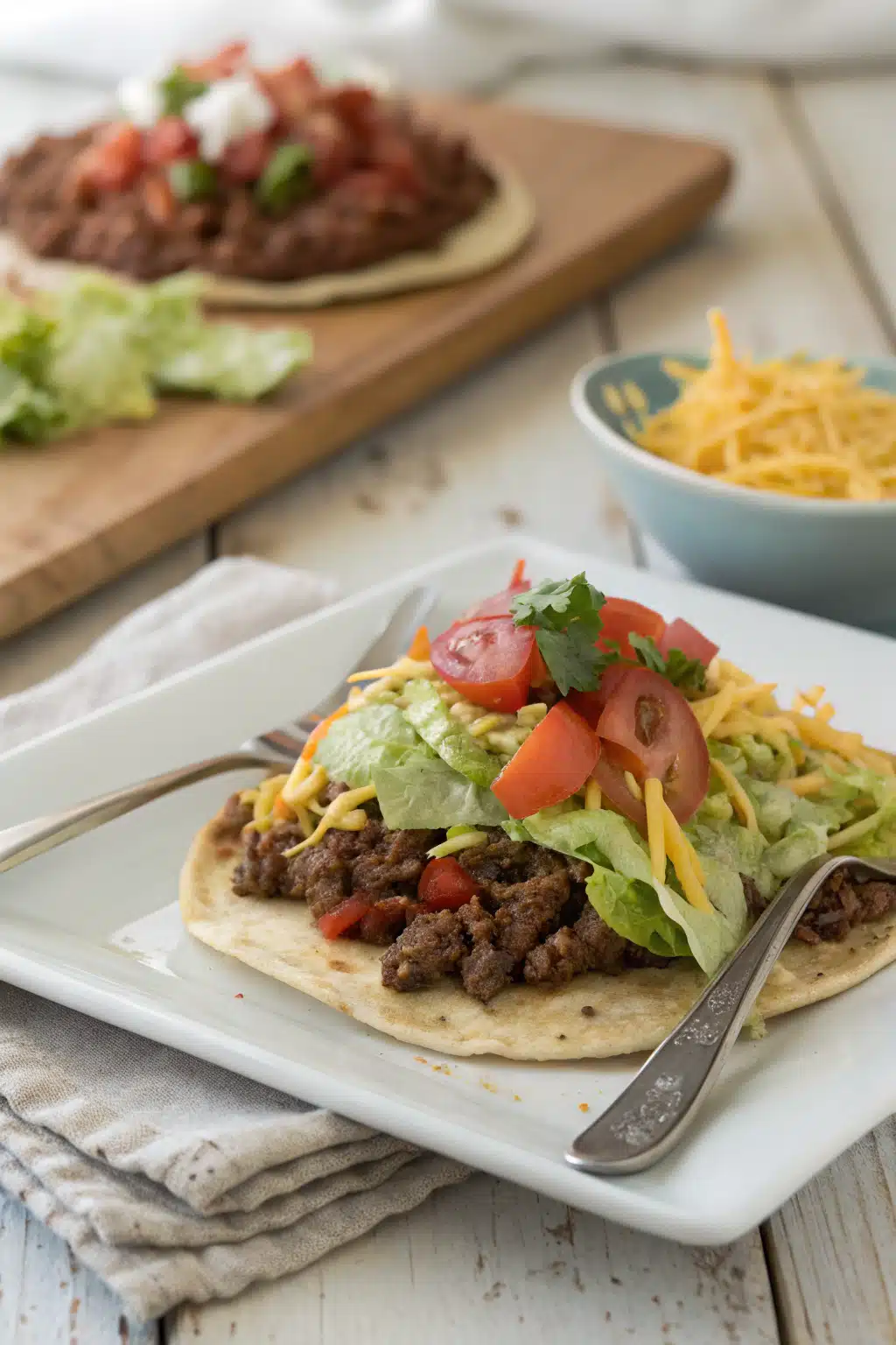 Navajo Tacos ingredients organized and measured on kitchen counter