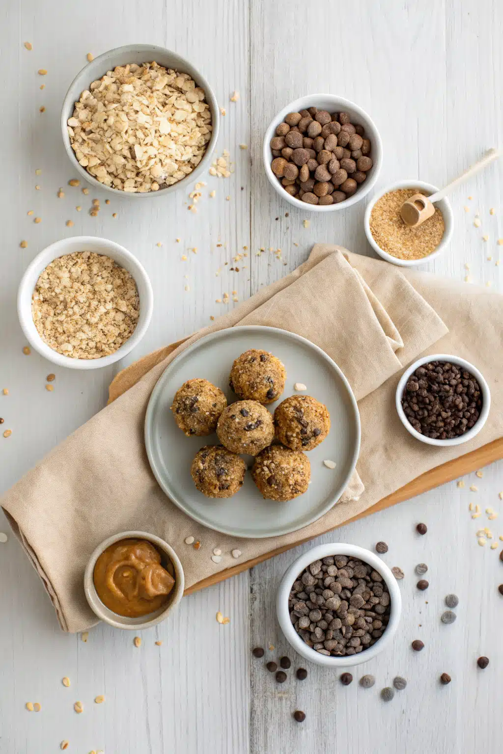 No Bake Energy Bites 2 beautifully presented from an overhead angle