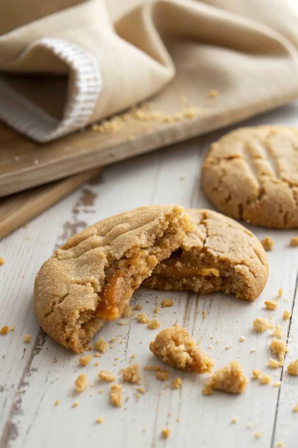 Peanut Butter Cookies slice on plate showing perfect texture and swirl pattern