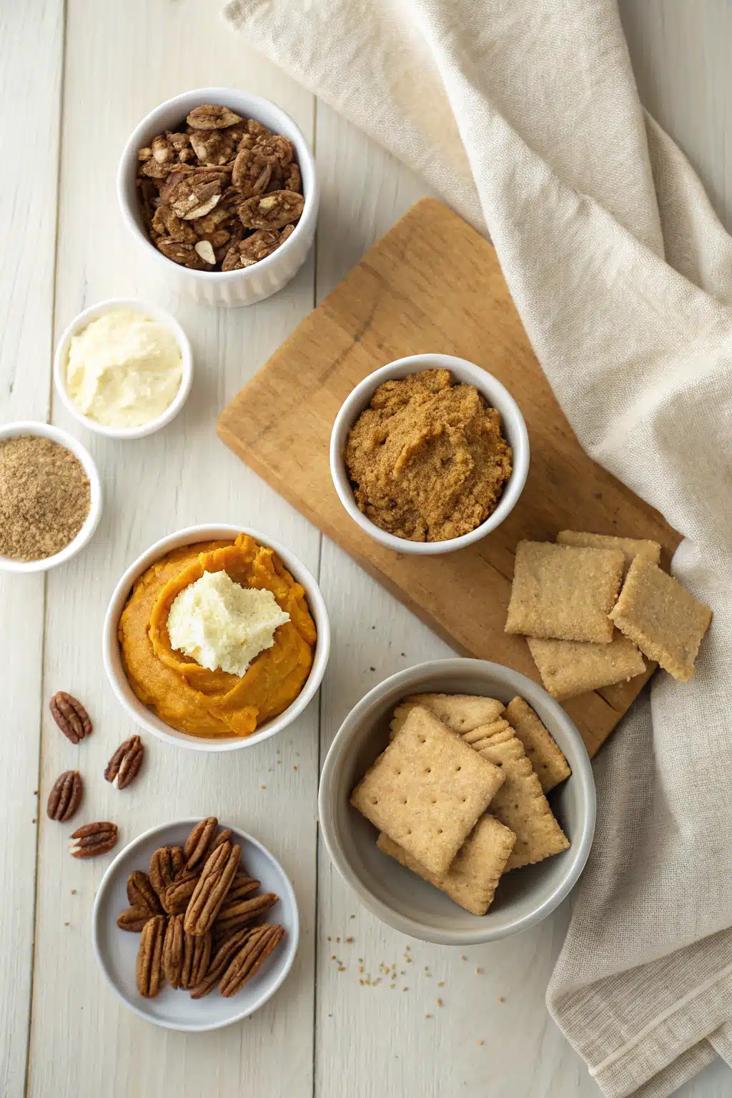No Bake Pumpkin Cheesecake beautifully presented from an overhead angle