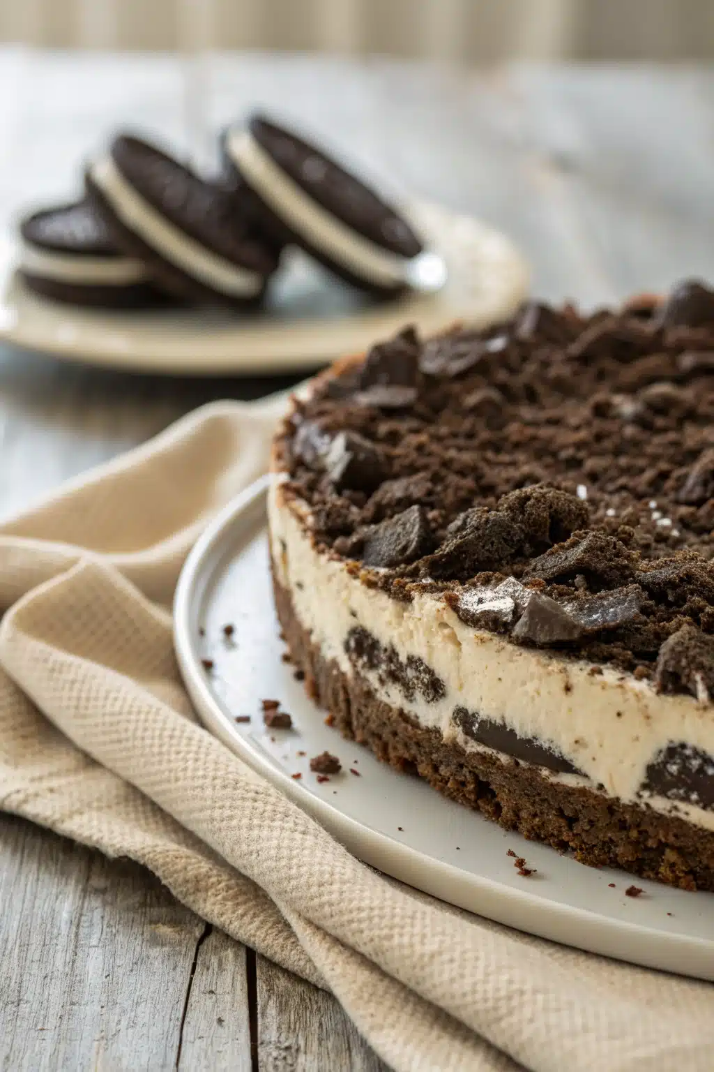 Oreo Pie 2 slice on plate showing perfect texture and swirl pattern