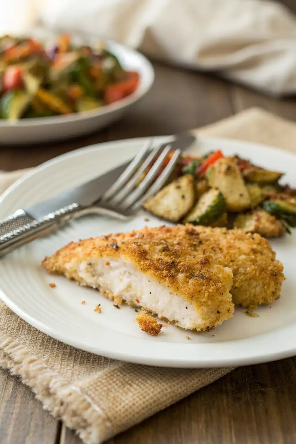 Parmesan Crusted Chicken ingredients organized and measured on kitchen counter