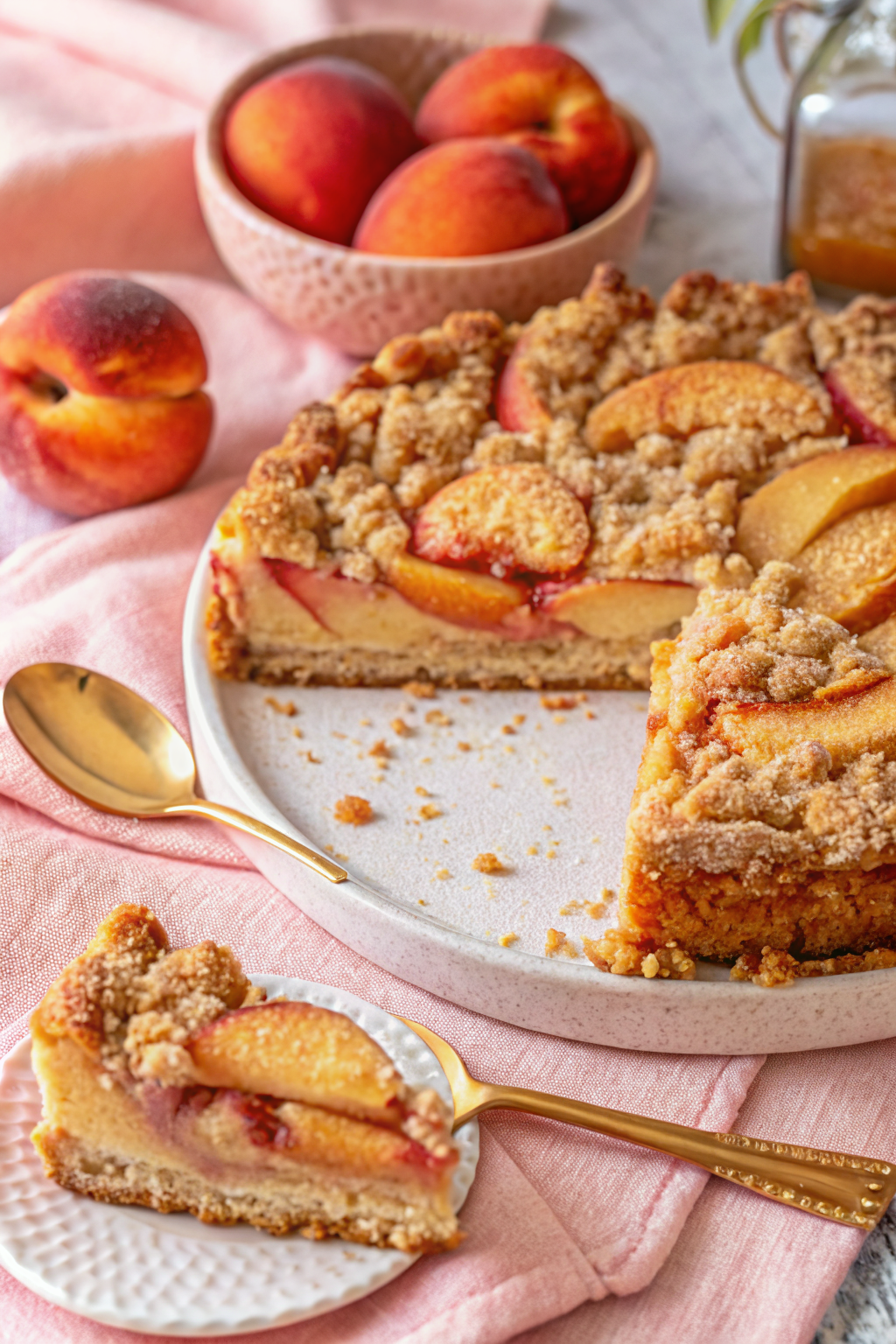 Peach Coffee Cake ingredients organized and measured on kitchen counter