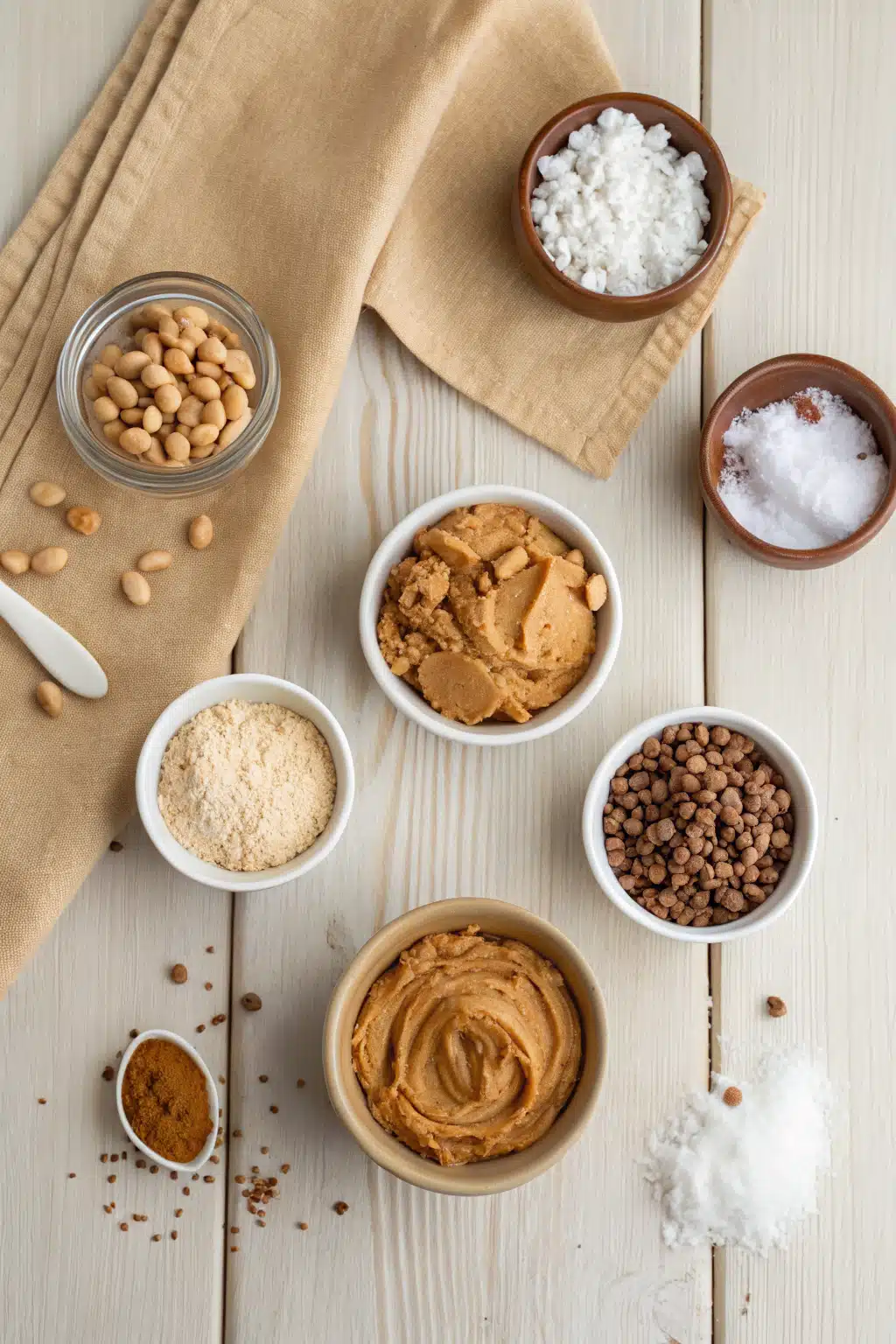 Peanut Butter Blondies beautifully presented from an overhead angle
