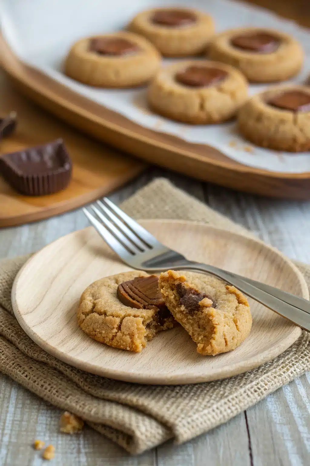 Peanut Butter Cup Cookies ingredients organized and measured on kitchen counter