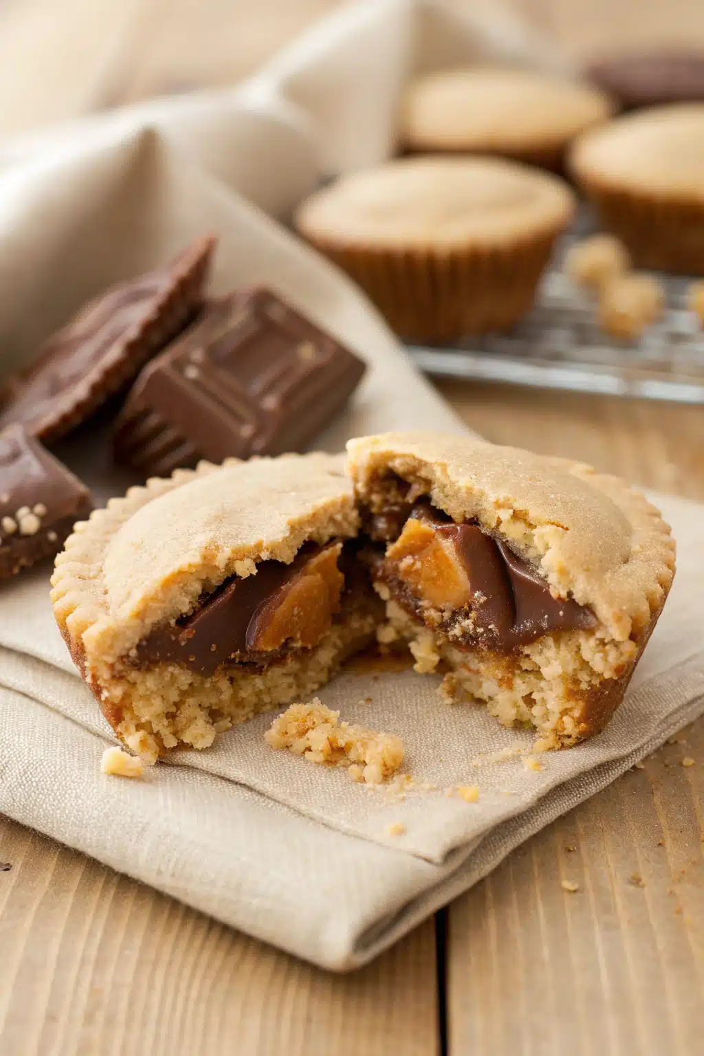 Peanut Butter Cup Cookies slice on plate showing perfect texture and swirl pattern