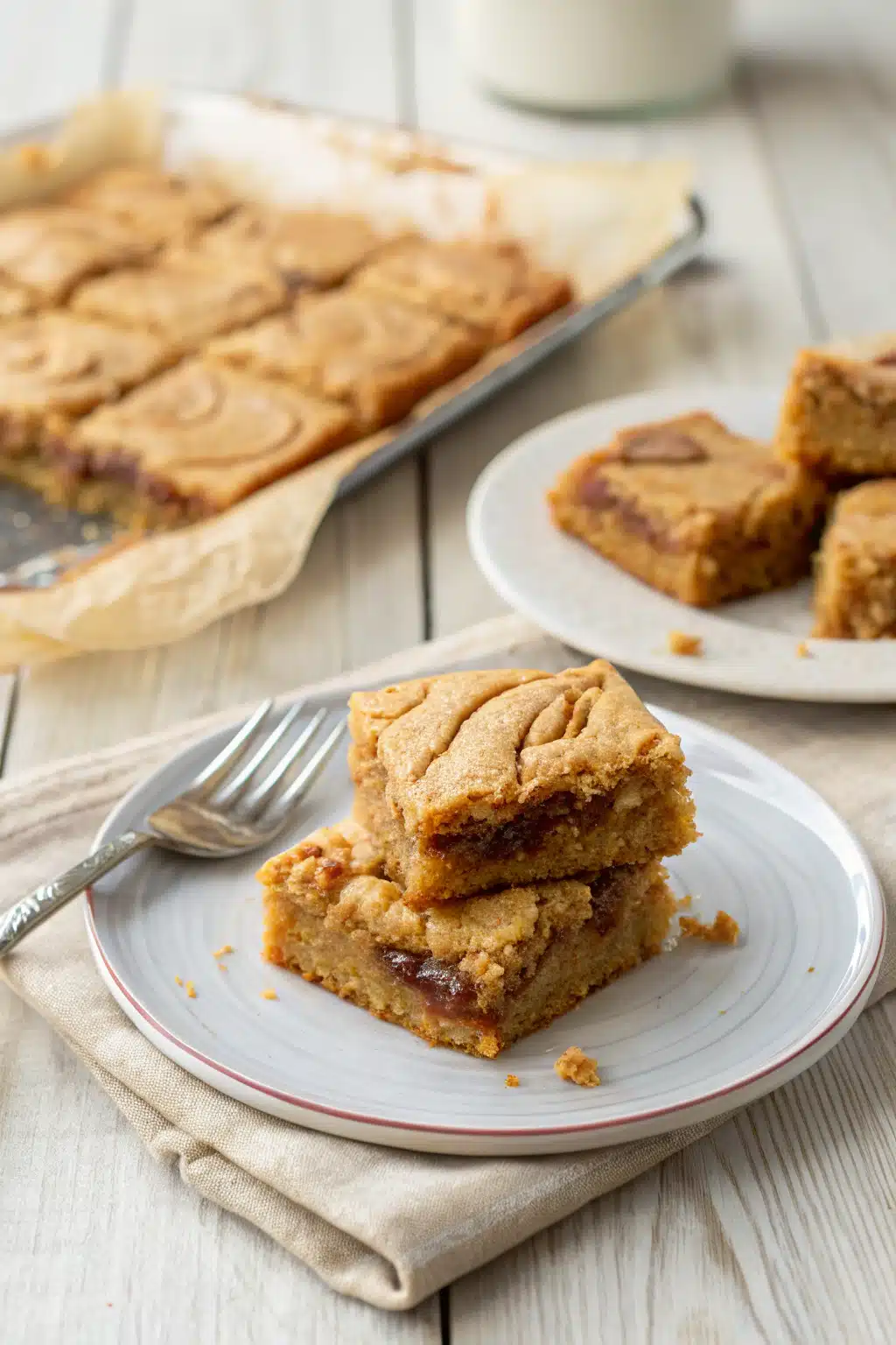 Peanut Butter Jelly Blondies ingredients organized and measured on kitchen counter