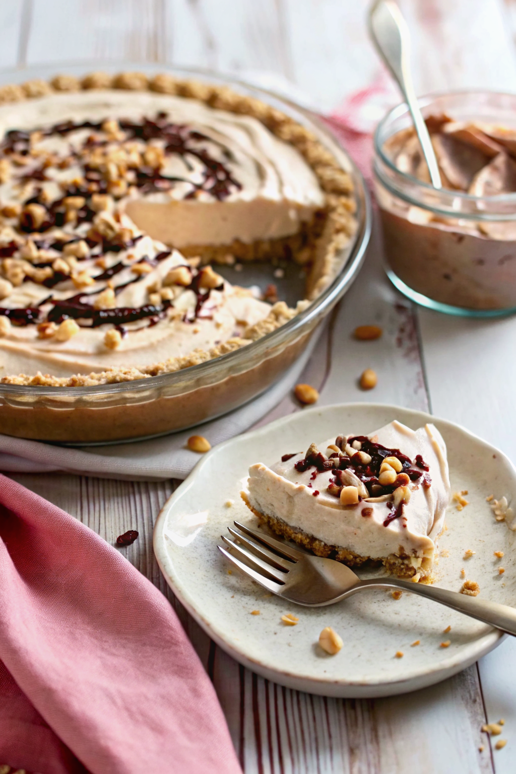 Peanut Butter Pie slice on plate showing perfect texture and swirl pattern