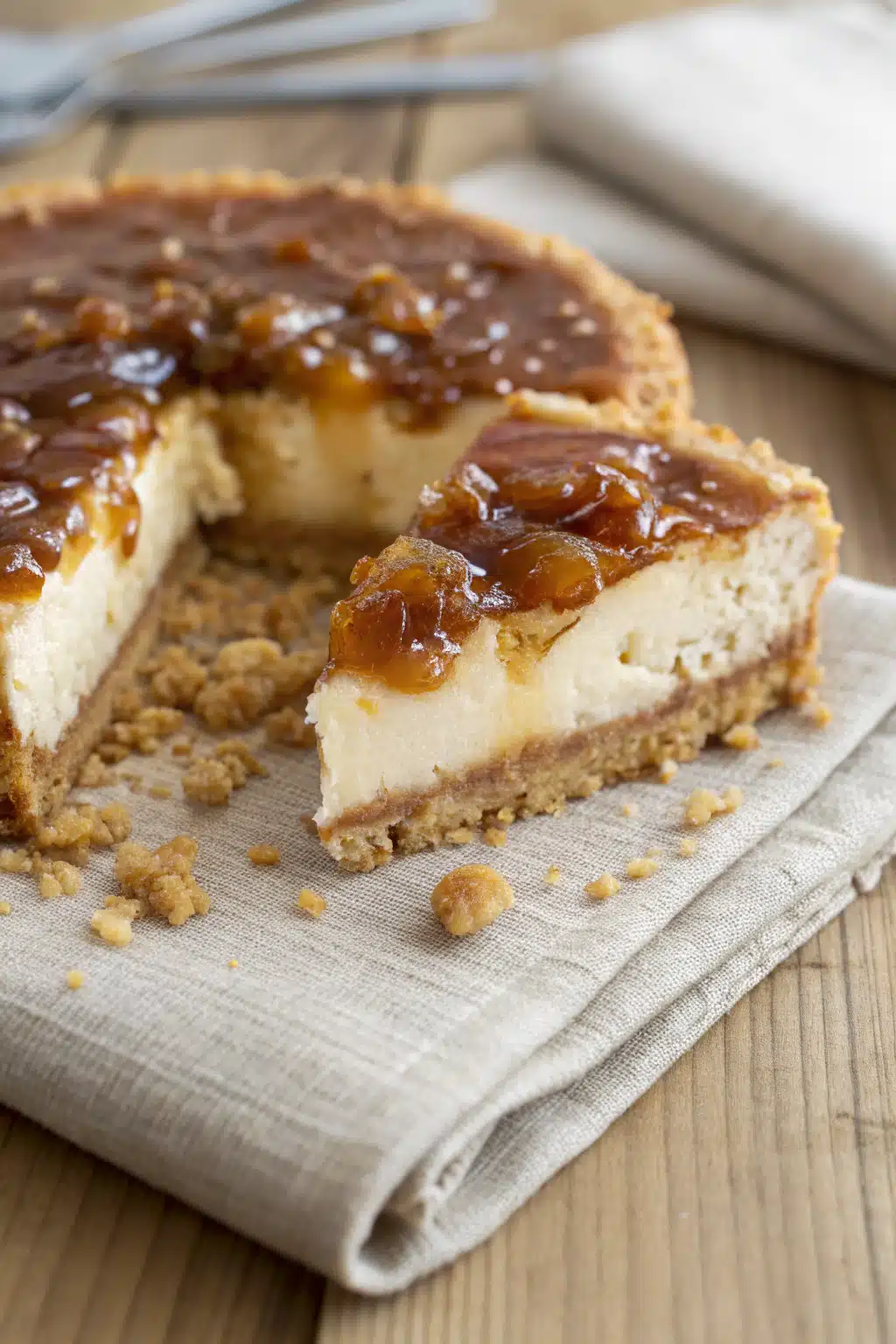 Pecan Pie Cheesecake Bars slice on plate showing perfect texture and swirl pattern