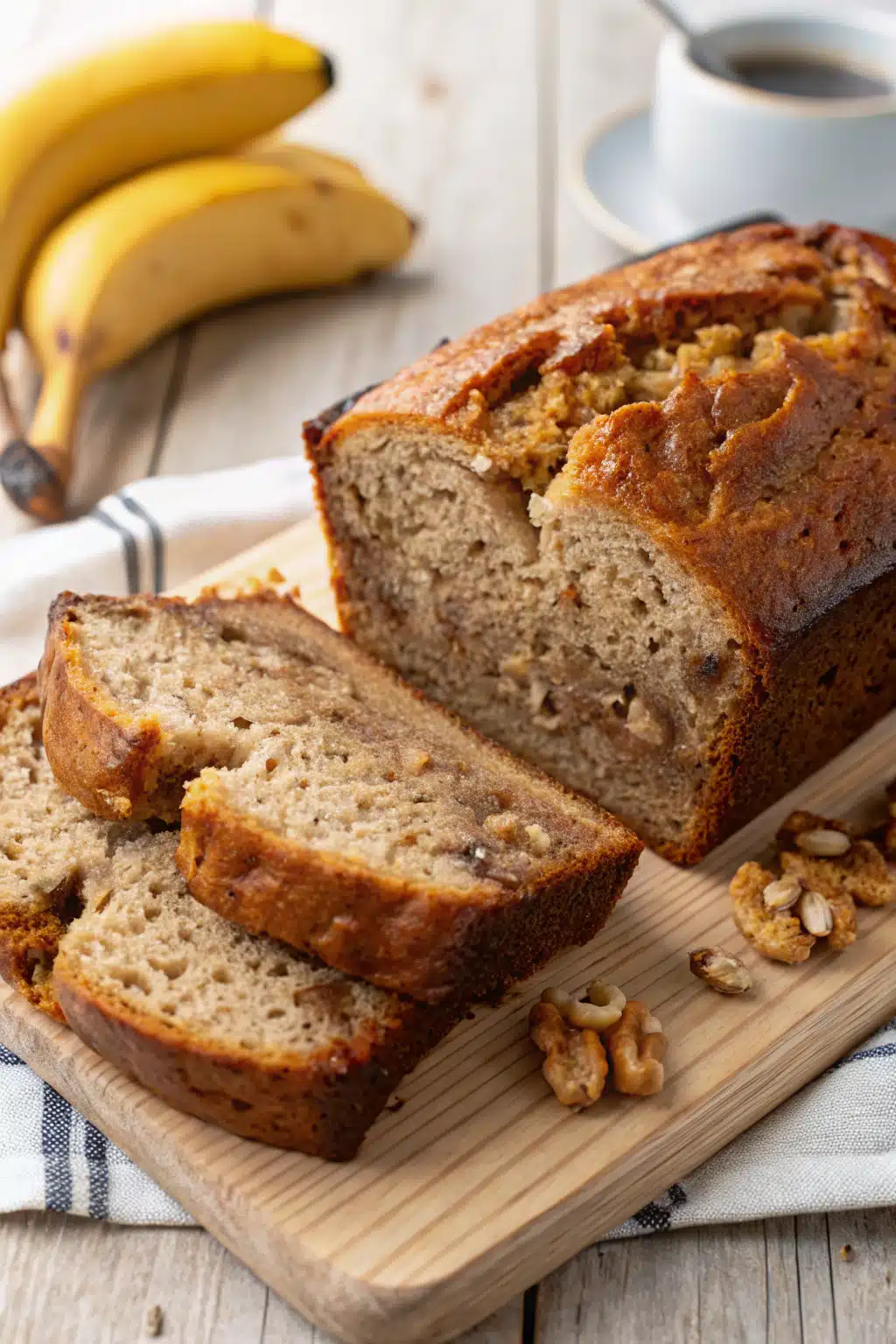 JB's Banana Bread slice on plate showing perfect texture and swirl pattern