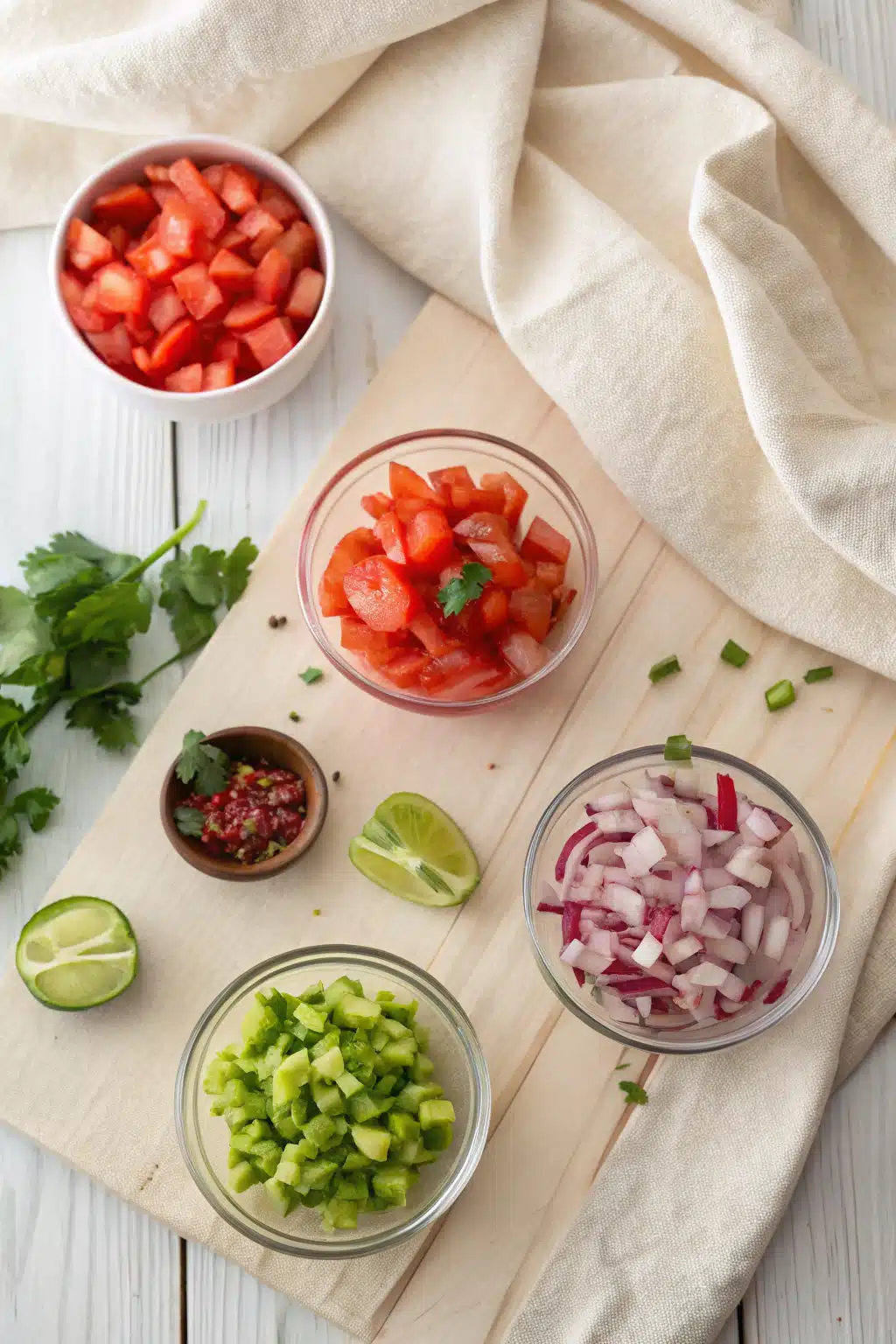 Pico De Gallo beautifully presented from an overhead angle