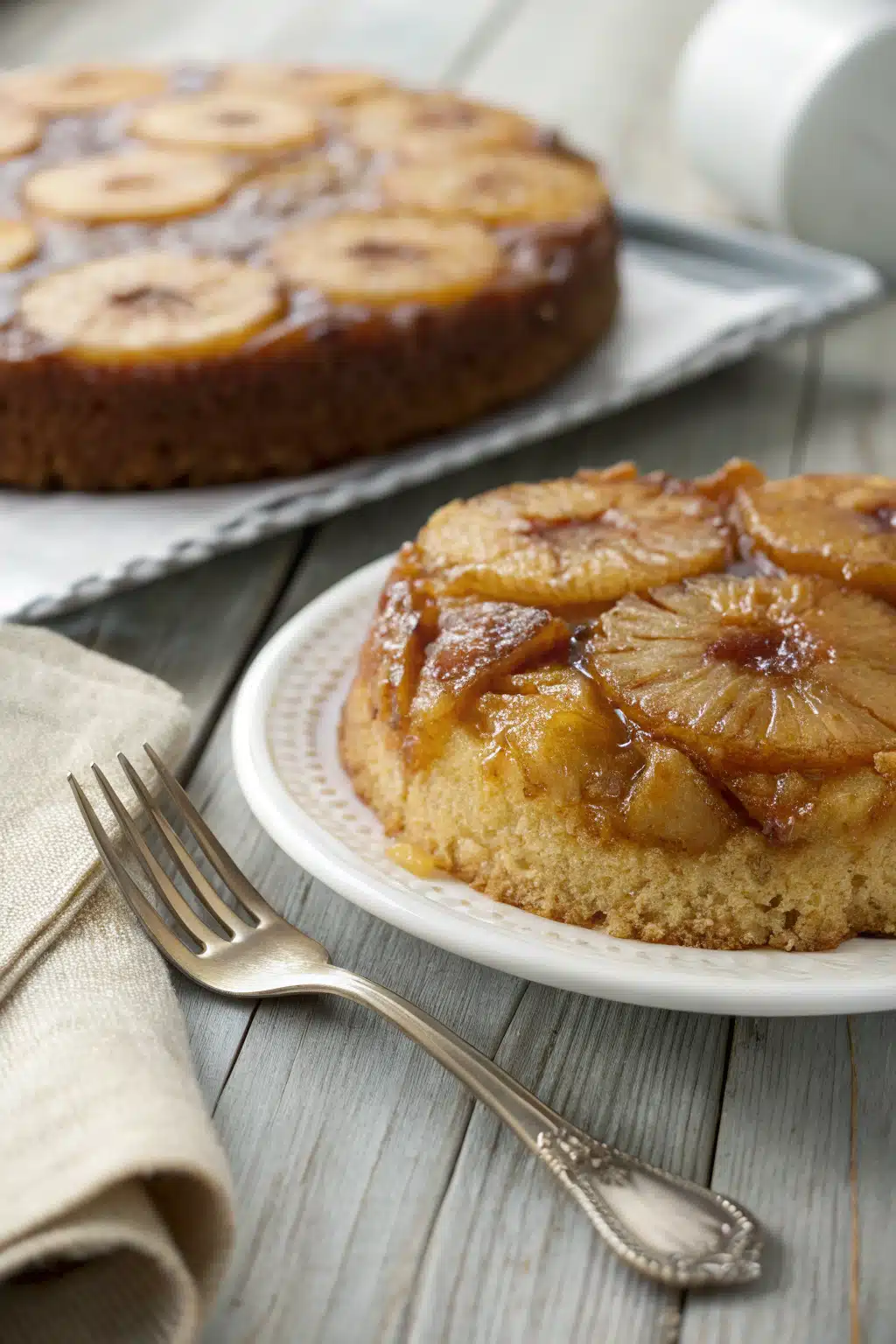 Pineapple Upside Down Cake ingredients organized and measured on kitchen counter
