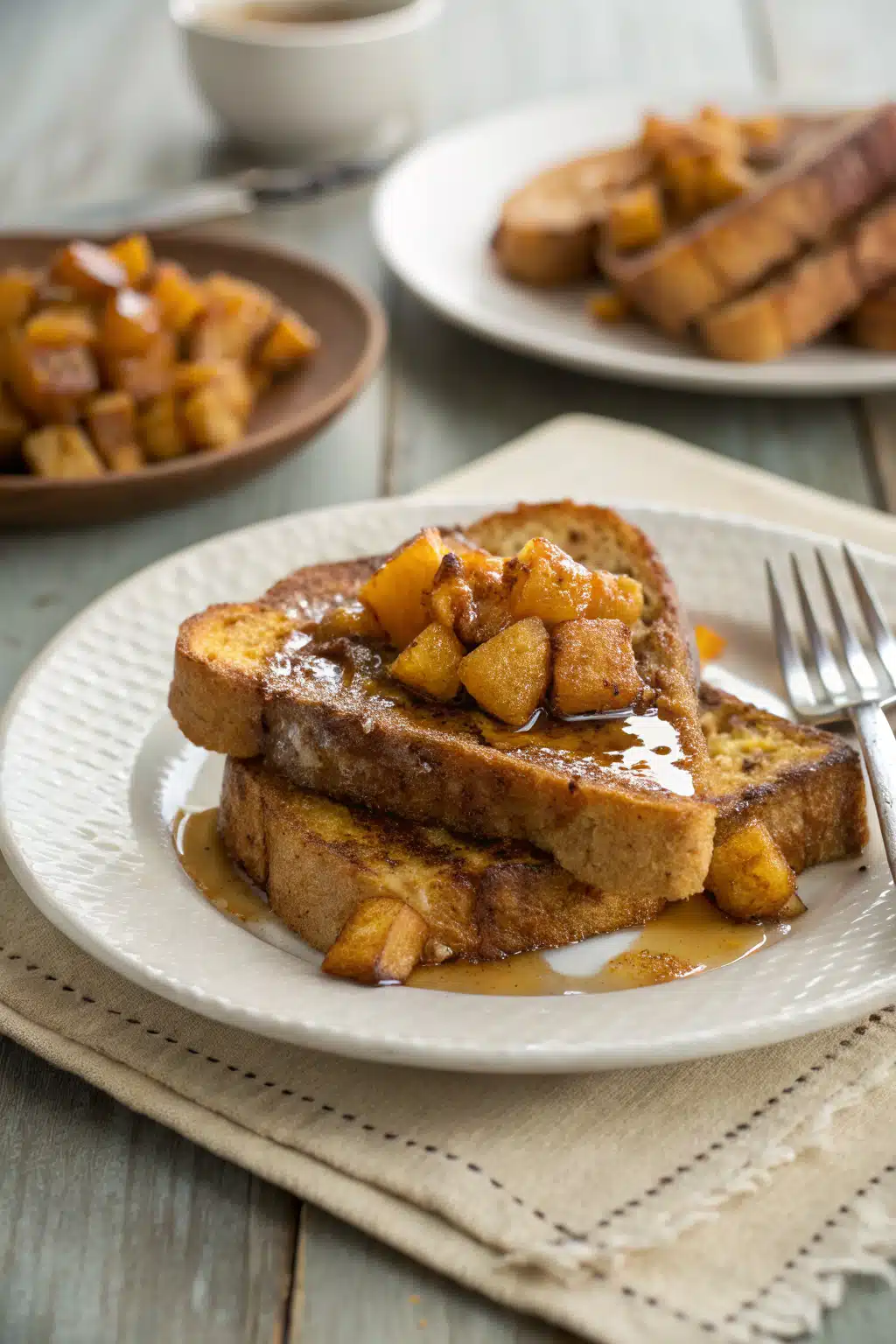 Pumpkin French Toast ingredients organized and measured on kitchen counter