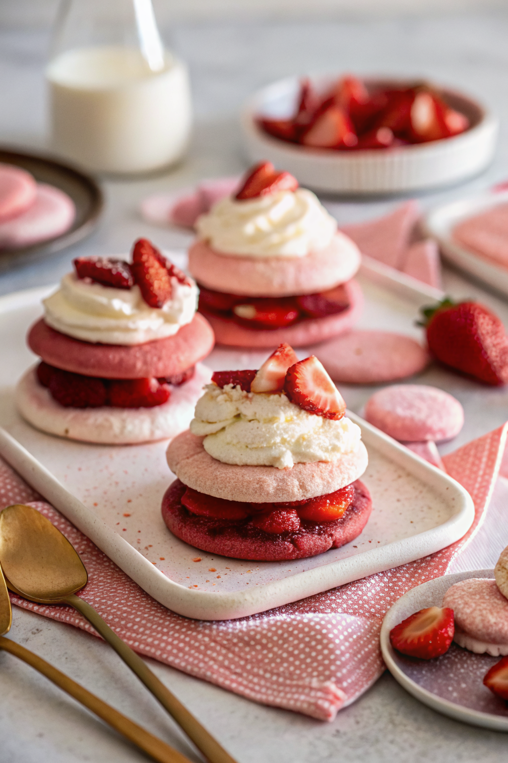 Red Velvet Sugar Cookies ingredients organized and measured on kitchen counter