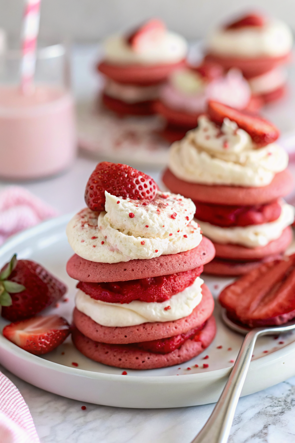 Red Velvet Sugar Cookies slice on plate showing perfect texture and swirl pattern