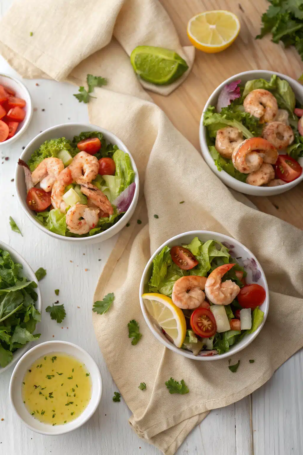 Shrimp Salad Recipe beautifully presented from an overhead angle