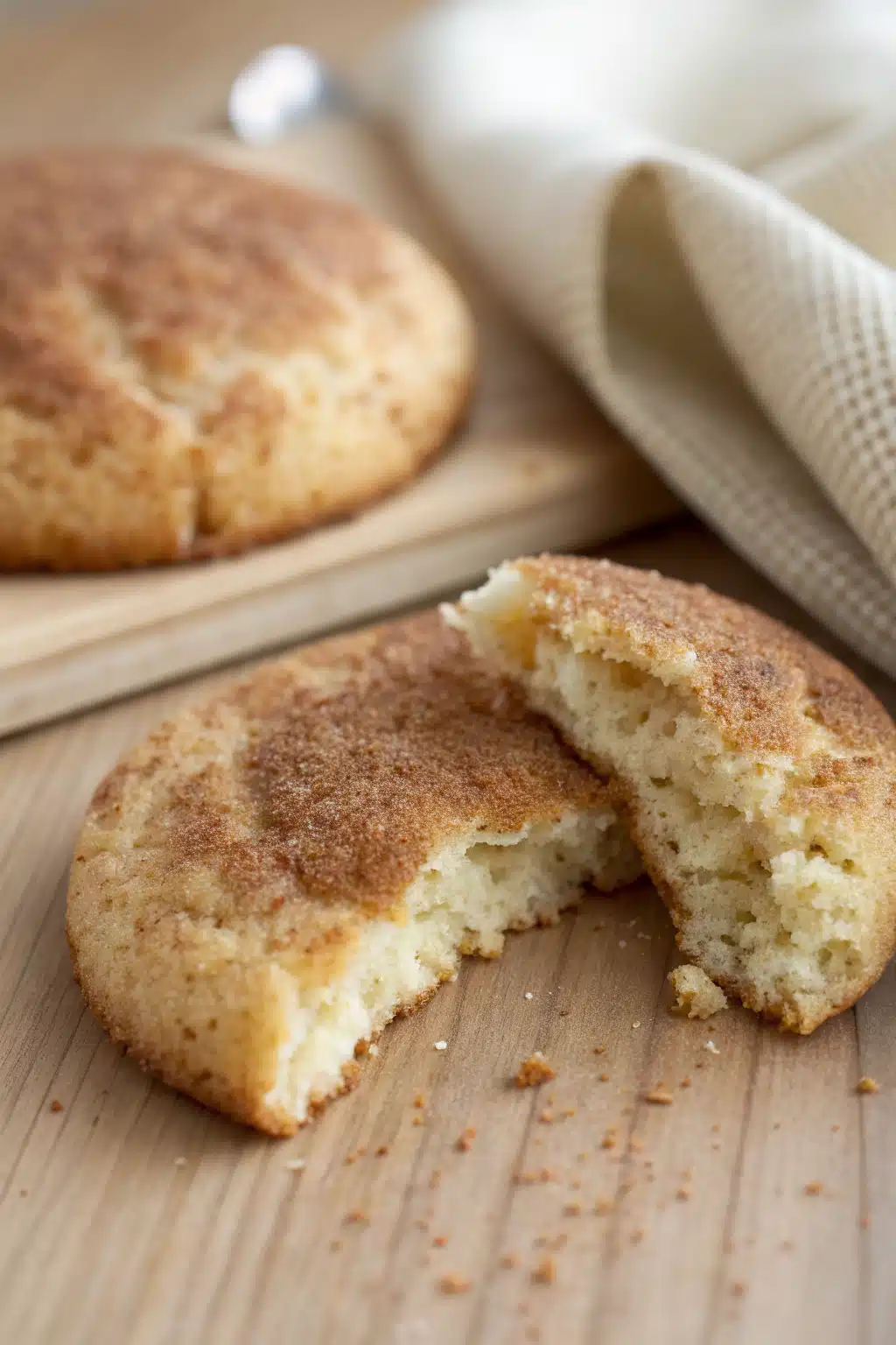 Snickerdoodles slice on plate showing perfect texture and swirl pattern