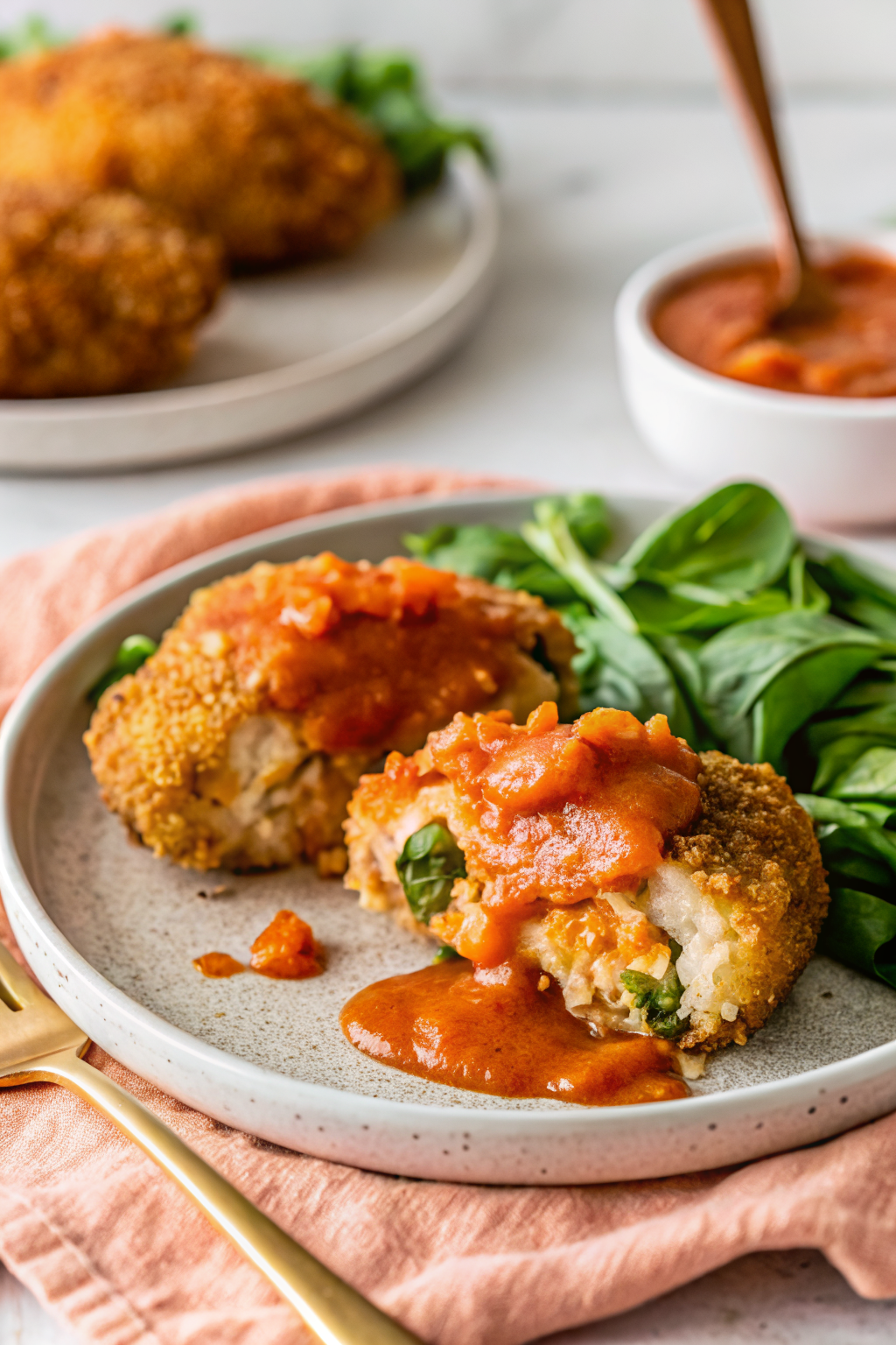 Buffalo Stuffed Chicken Breasts slice on plate showing perfect texture and swirl pattern