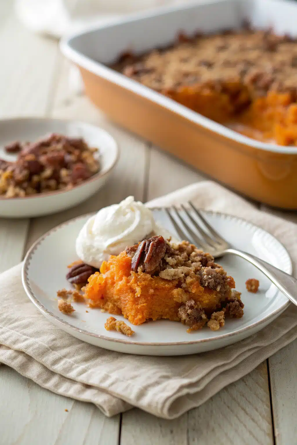 Sweet Potato Casserole ingredients organized and measured on kitchen counter