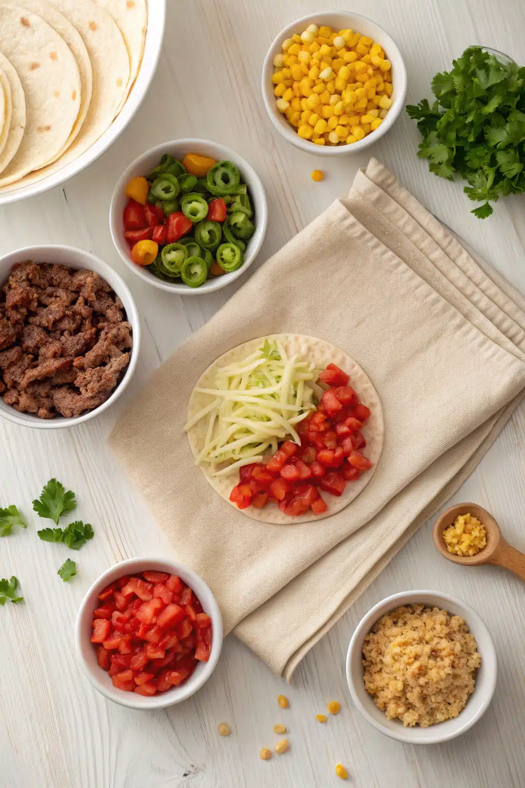 Taco Braid beautifully presented from an overhead angle