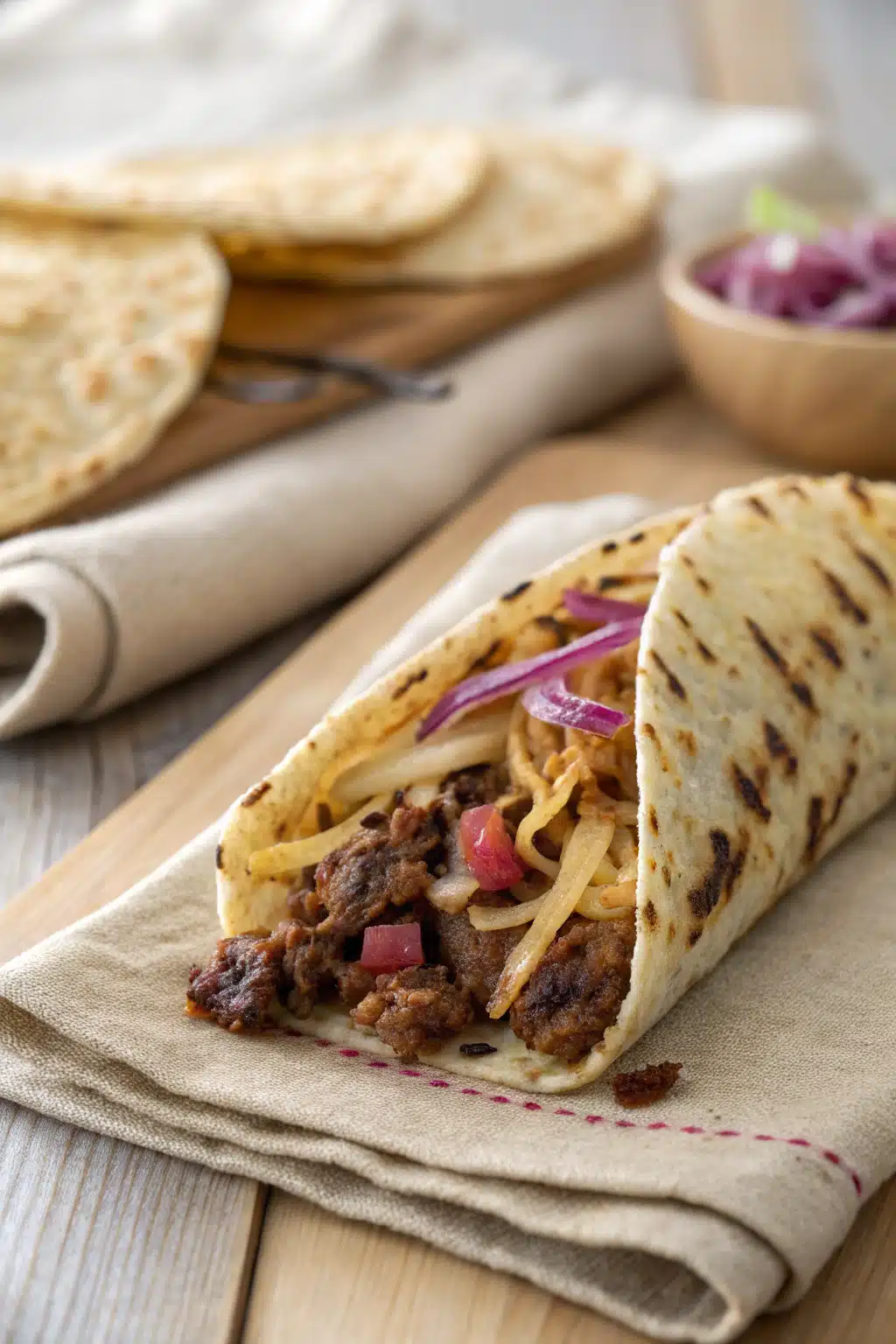Taco Braid slice on plate showing perfect texture and swirl pattern
