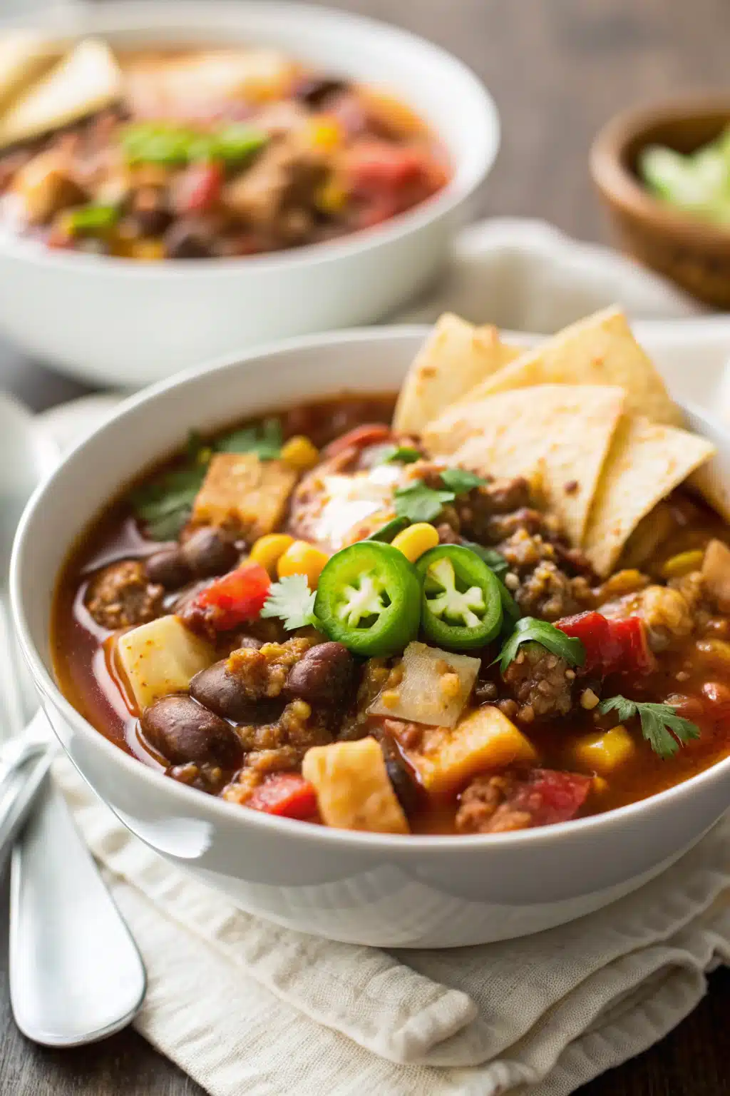 Taco Soup ingredients organized and measured on kitchen counter