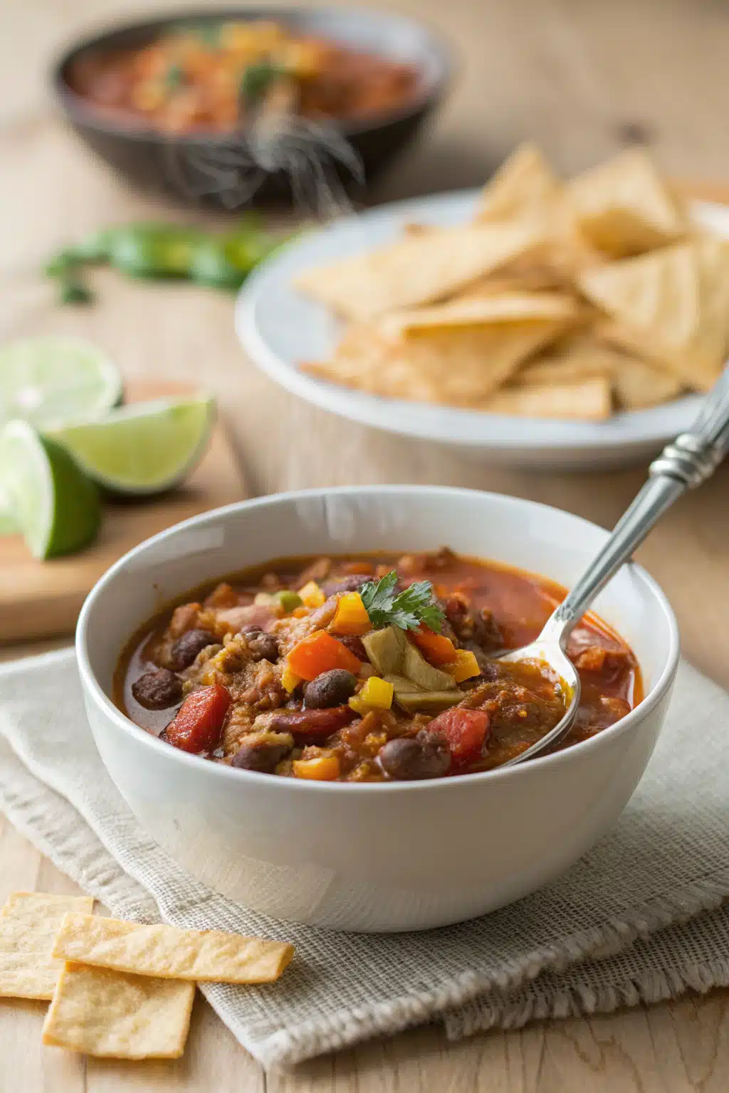 Taco Soup Recipe ingredients organized and measured on kitchen counter