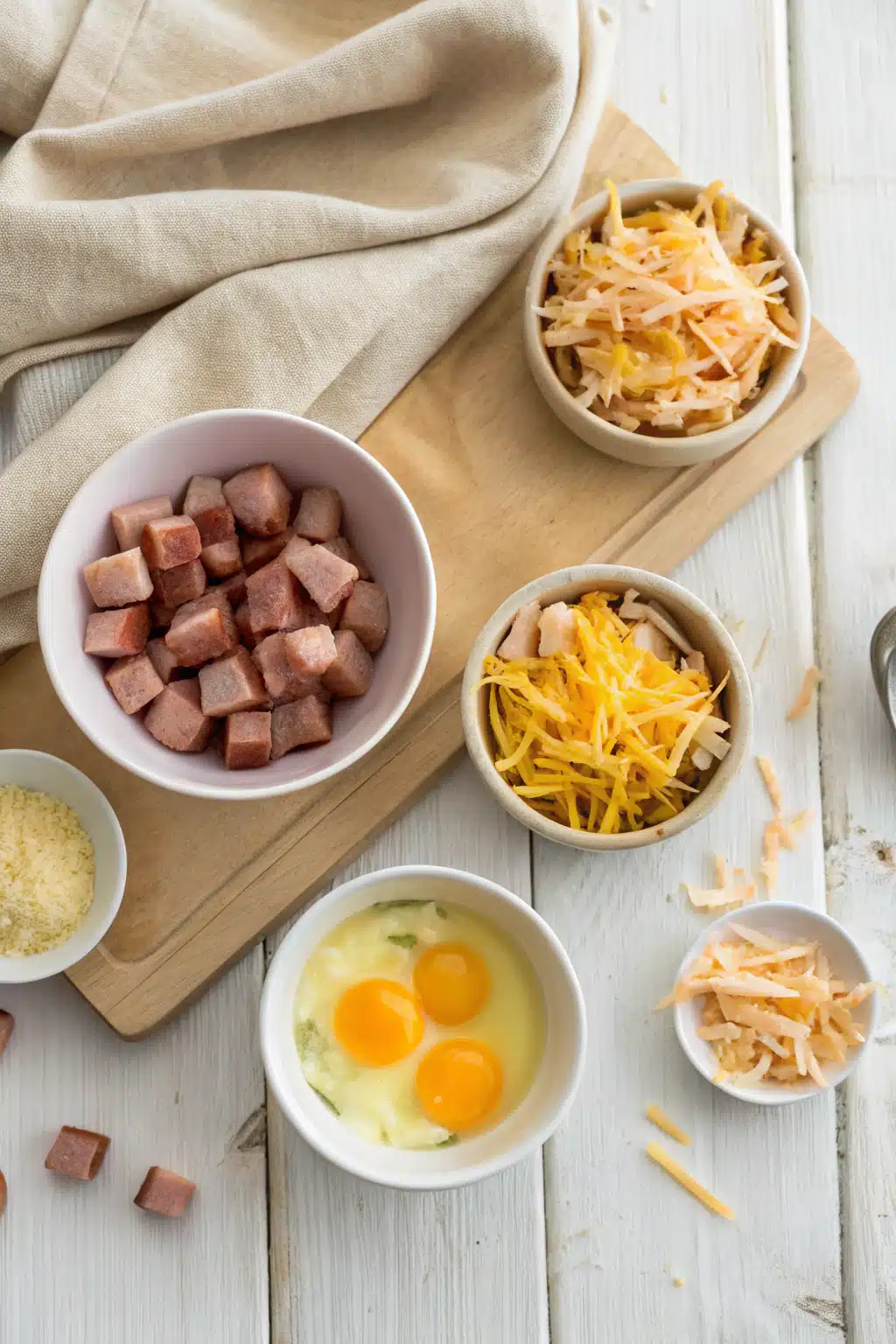 Tater Tot Breakfast Casserole beautifully presented from an overhead angle