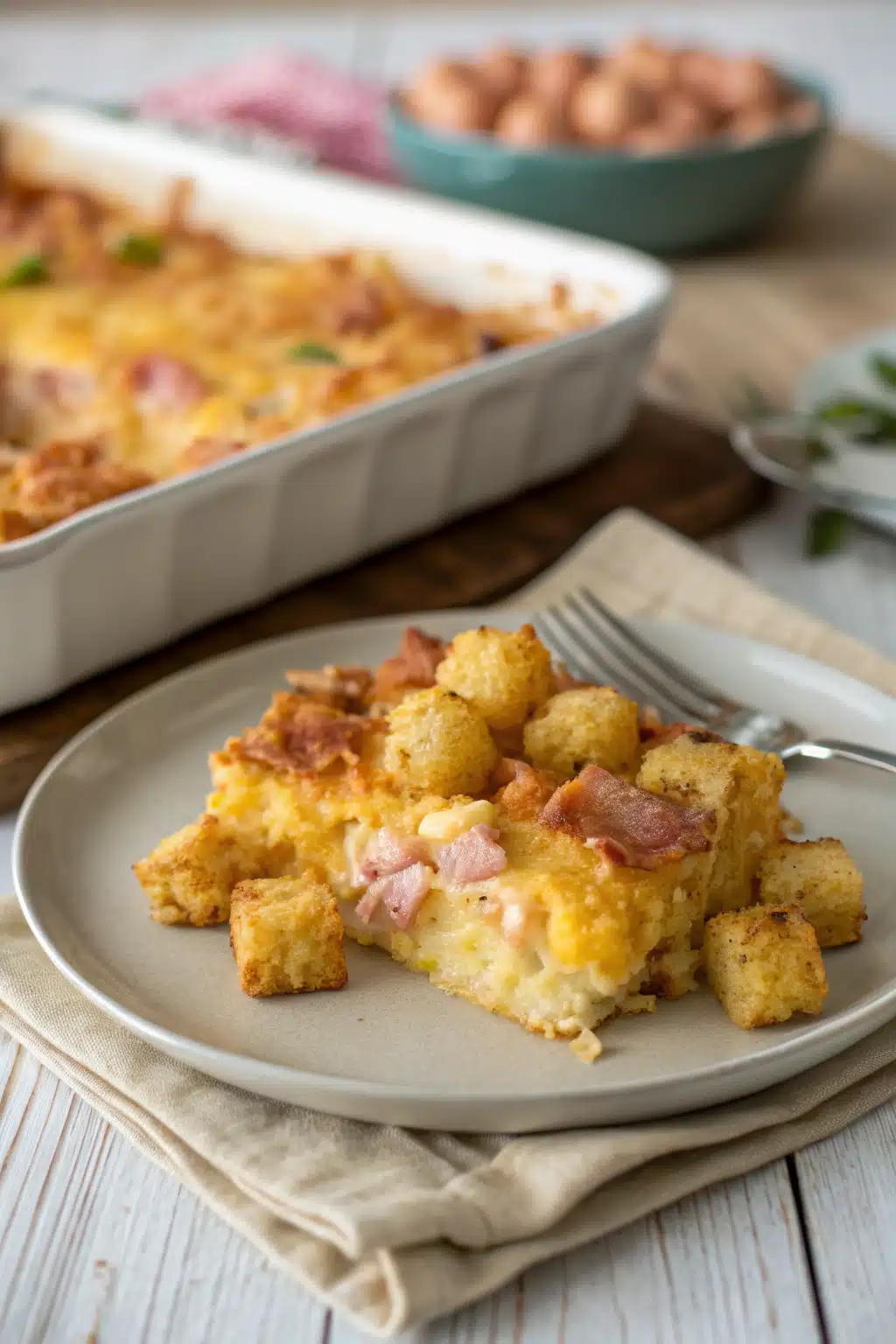 Tater Tot Breakfast Casserole ingredients organized and measured on kitchen counter