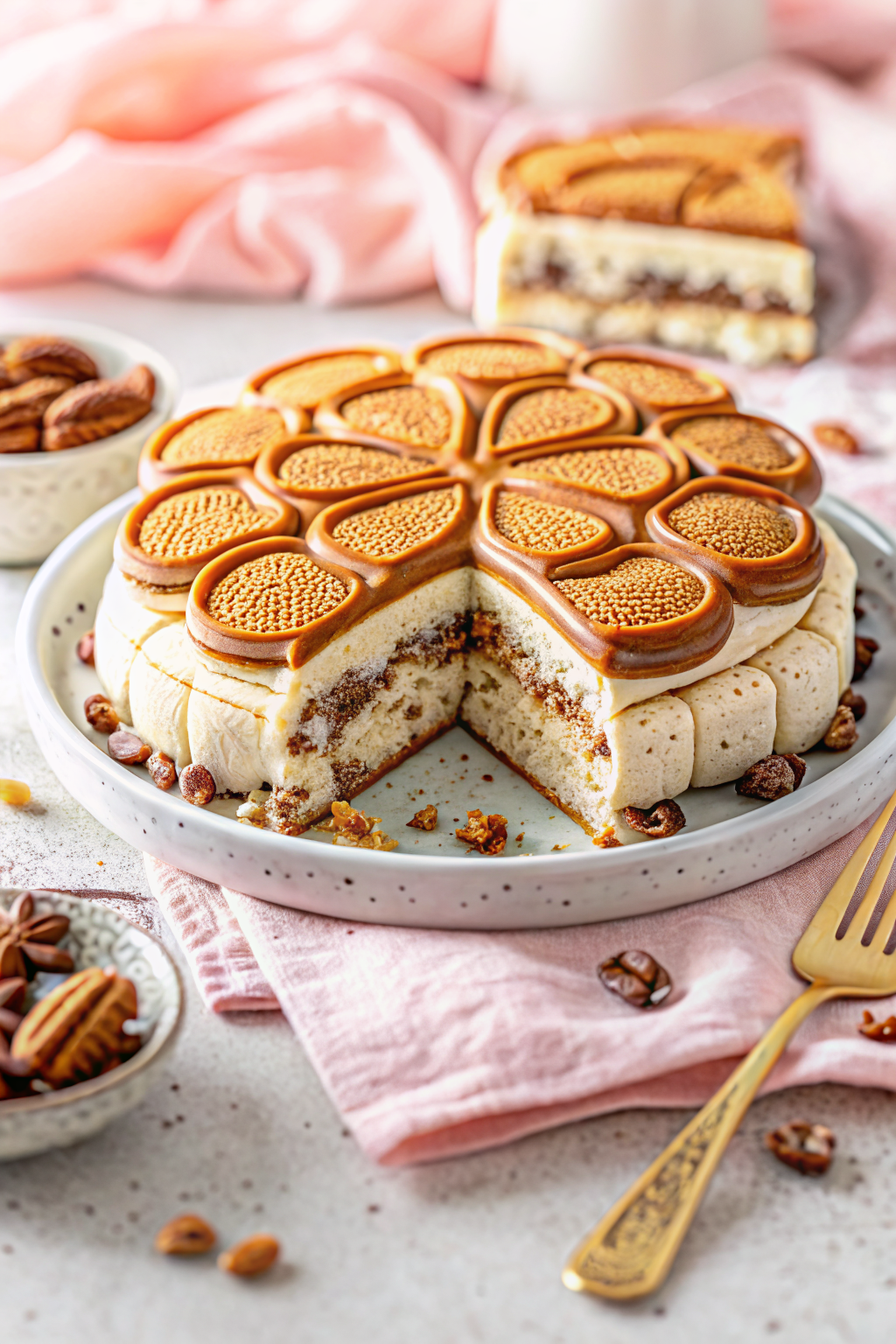 Turtle Ice Cream Sandwich Cake ingredients organized and measured on kitchen counter