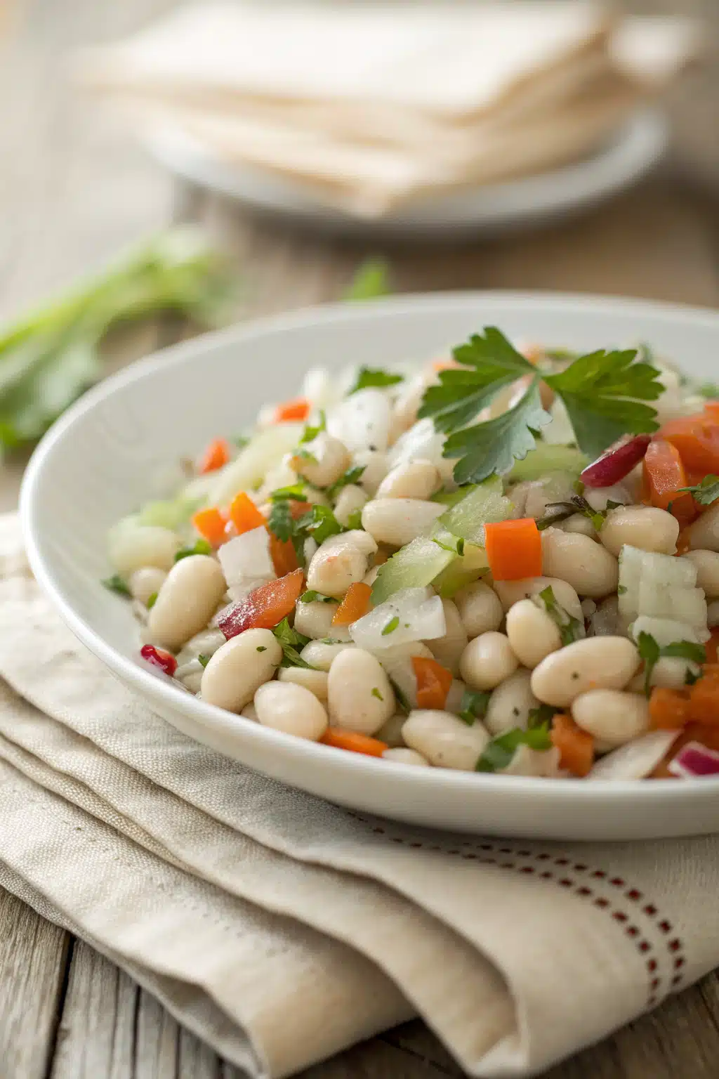 White Bean Soup slice on plate showing perfect texture and swirl pattern