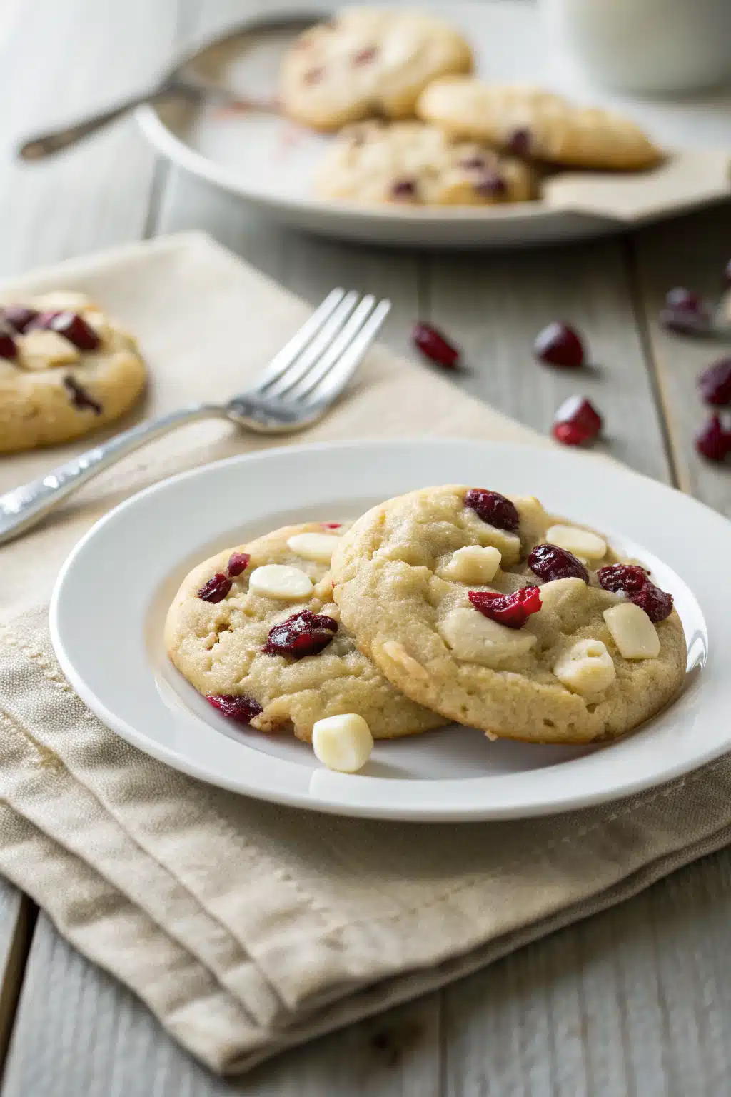 White Chocolate Cranberry Cookies ingredients organized and measured on kitchen counter