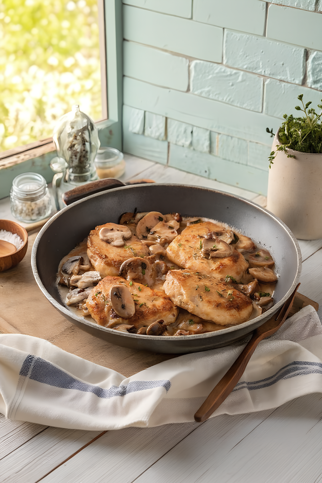 30 Minute Chicken Marsala with Mushrooms finished dish