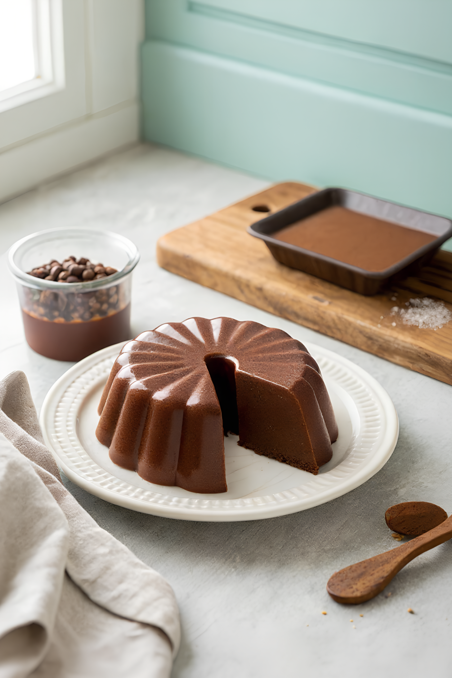 Close view of finished chocolate protein jello