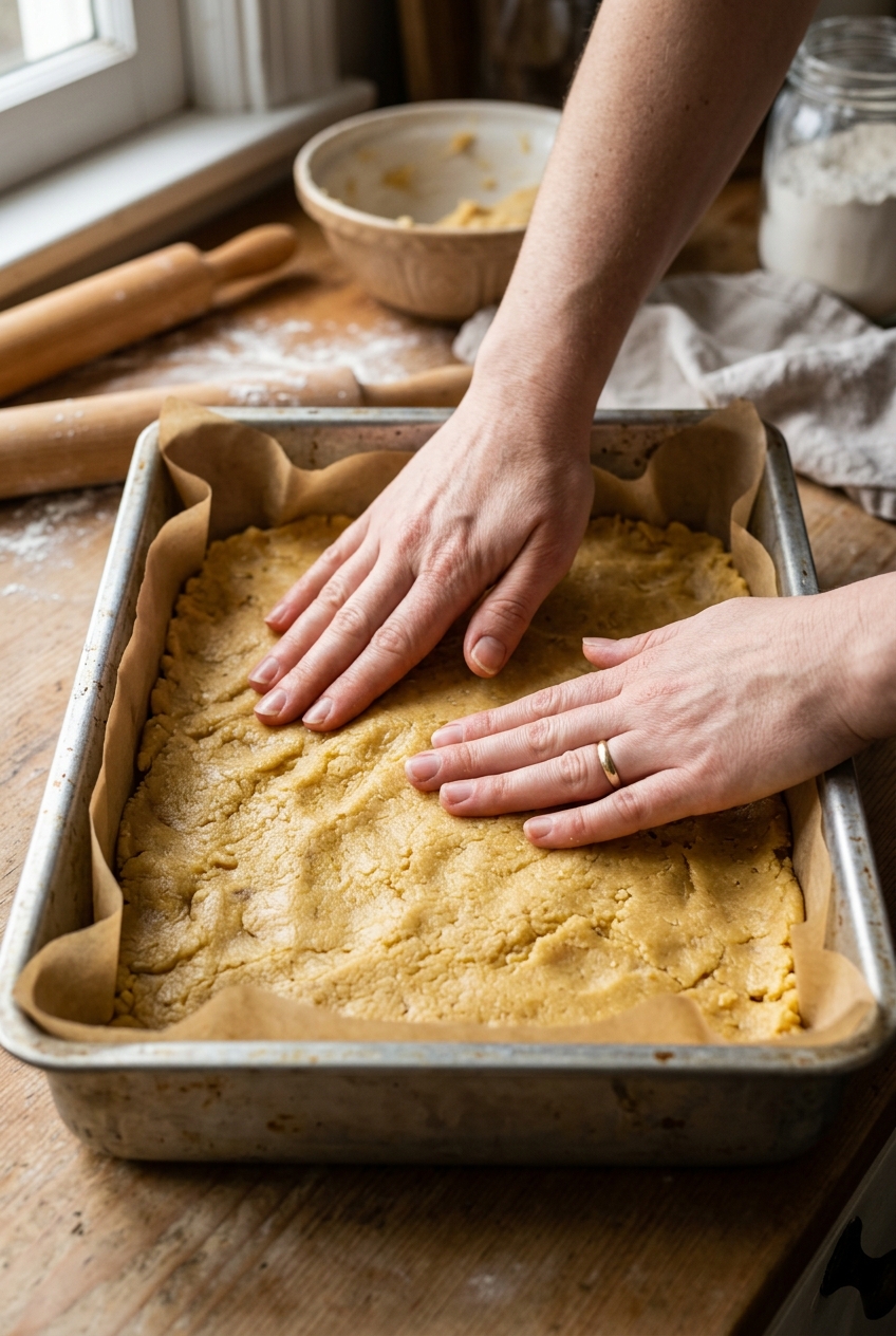 Preparation step for christmas sugar cookie bars