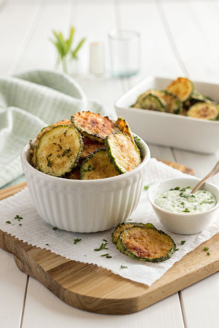 crispy baked zucchini chips featured