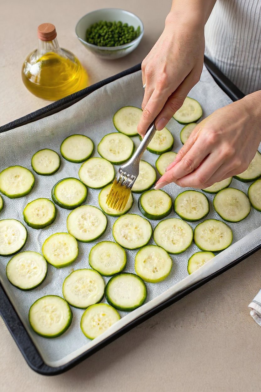 Baking preparation for crispy baked zucchini chips