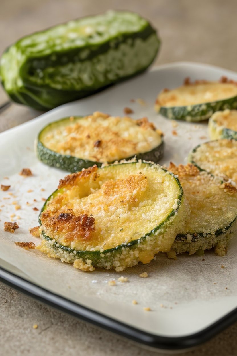 Crispy baked garlic parmesan zucchini chips