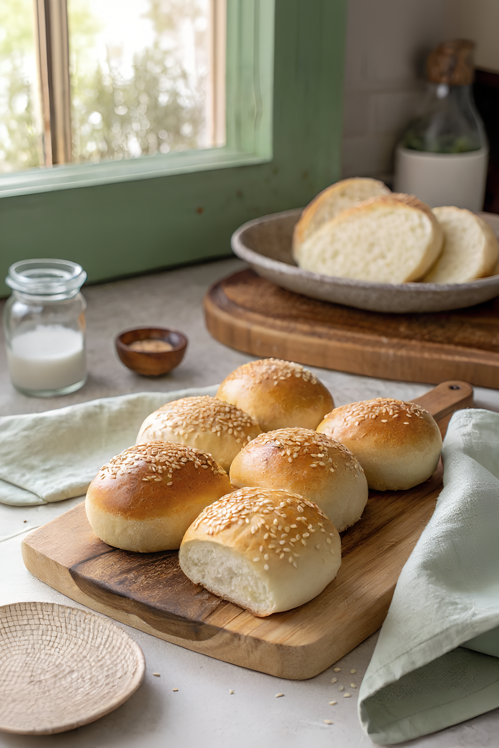 Close view of the finished egg-free gluten-free bread rolls
